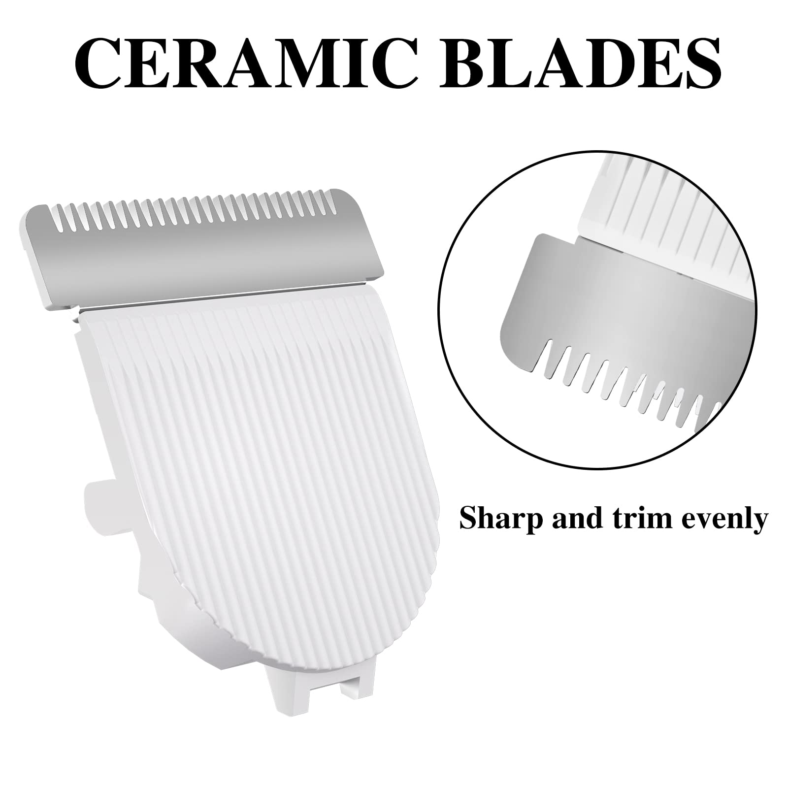OLOV Electric Groin Hair Trimmer for Men - Hygienic Detachable Ceramic Blade Head with Snap-in Technology, White | Precision Grooming for Bikini Line, Underarms & Body Hair Removal