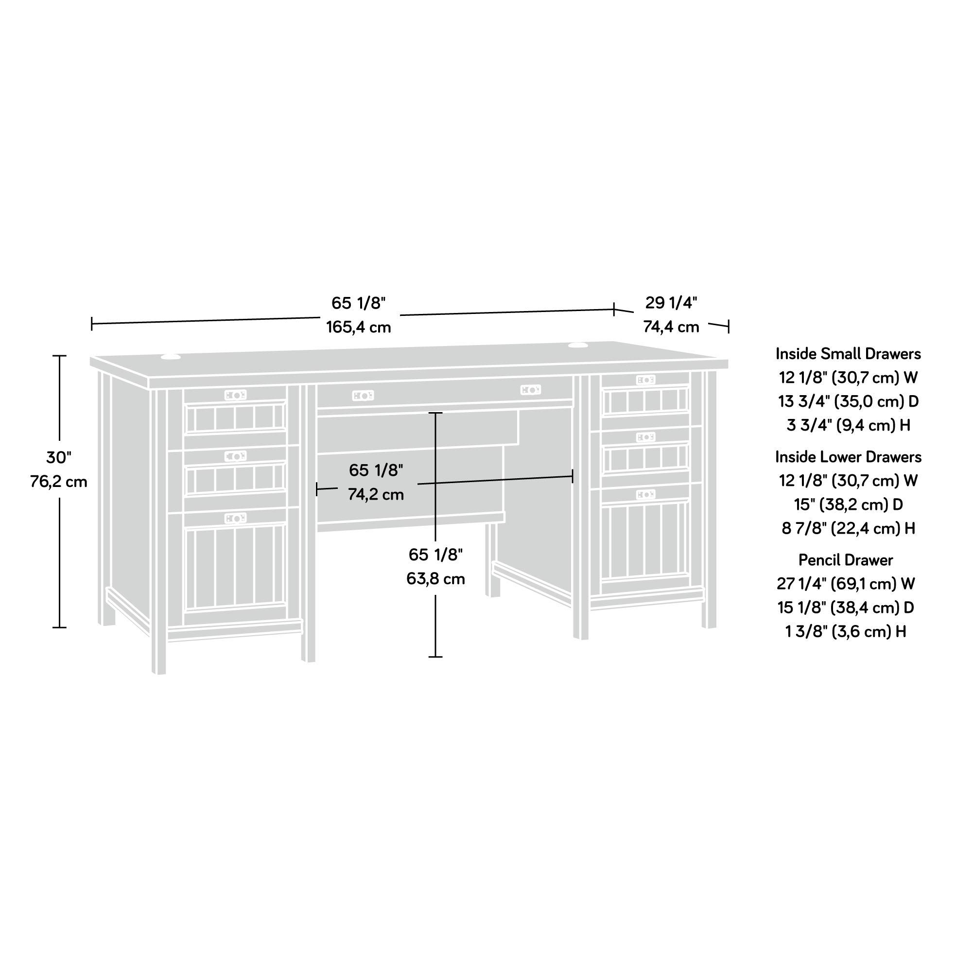 Sauder Costa Executive Office Desk with Drawers & File Storage - Coffee Oak Finish - Perfect for Home Office, Study Room & Professional Workspace
