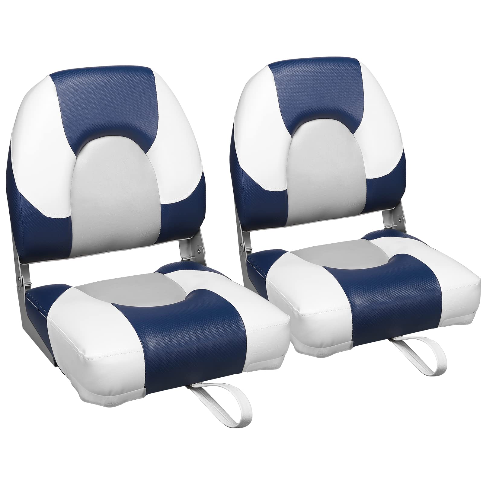 Leader Accessories Elite Folding Fishing Boat Seats - Low/High Back Design (2 Pack) - Comfortable & Durable for Boating, Camping, and Outdoor Adventures