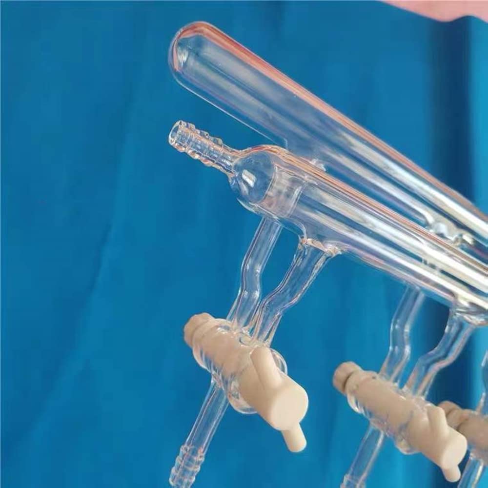 Lab Glass Double Manifold Vacuum Gas Distributor - Schlenk Line System with PTFE Stopcocks for Chemistry Labs & Research Experiments