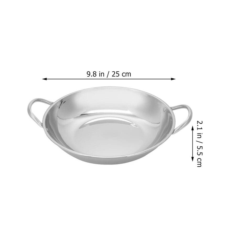 Alipis 28CM Stainless Steel Paella Pan & Wok - Double Handle Stir Fry Pan, Hot Pot, Iron Frying Pan for Chinese Cooking | Perfect for Boiling, Steaming & Stir-Frying | Ideal for Home Kitchens & Asian Cuisine