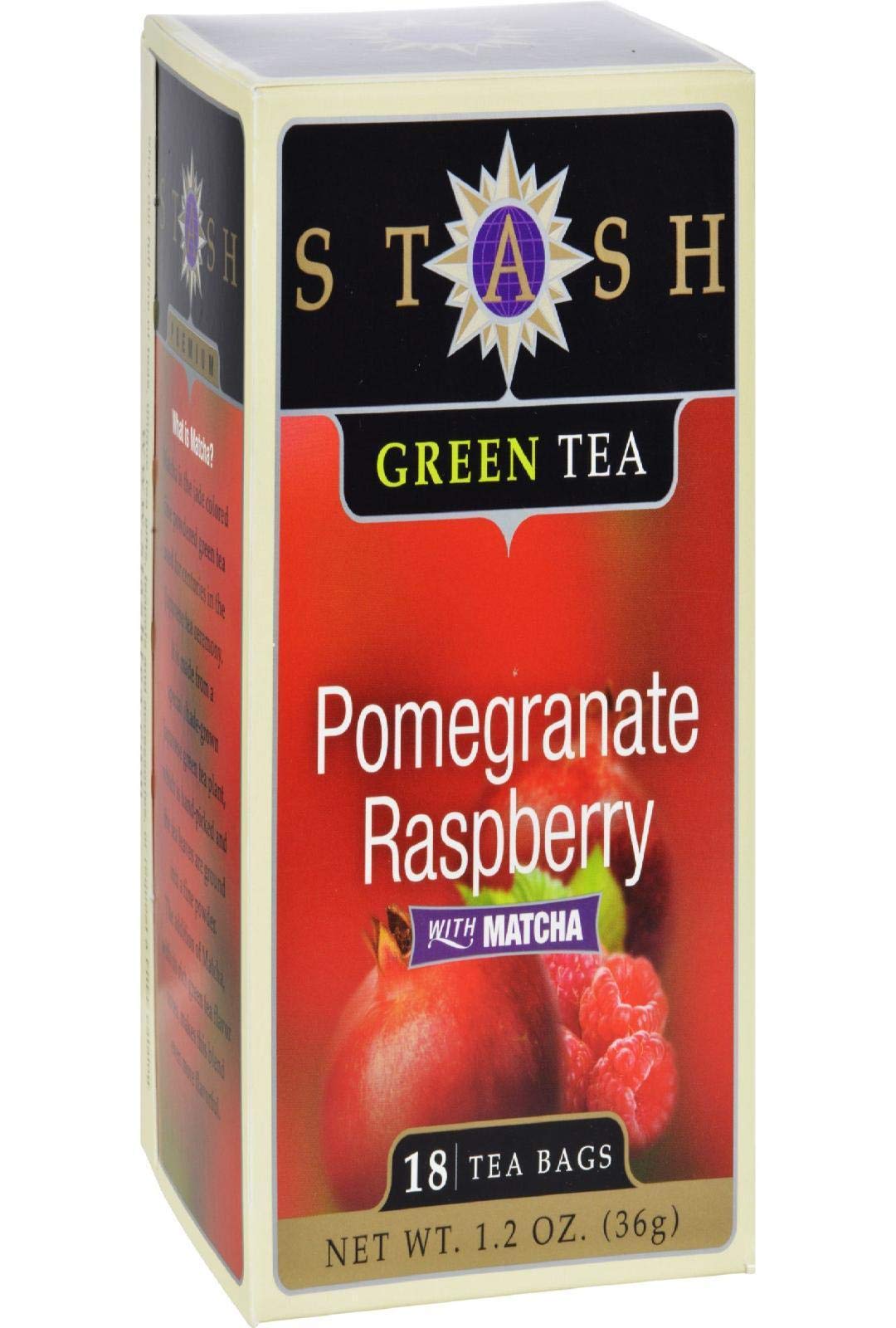 Stash Tea Pomegranate Raspberry Green Tea Bags - 18 Count Foil-Wrapped Individual Tea Bags | Hot & Iced Tea for Teapots, Mugs & Cups | Perfect for Morning Boost, Afternoon Relaxation or Iced Summer Refreshment