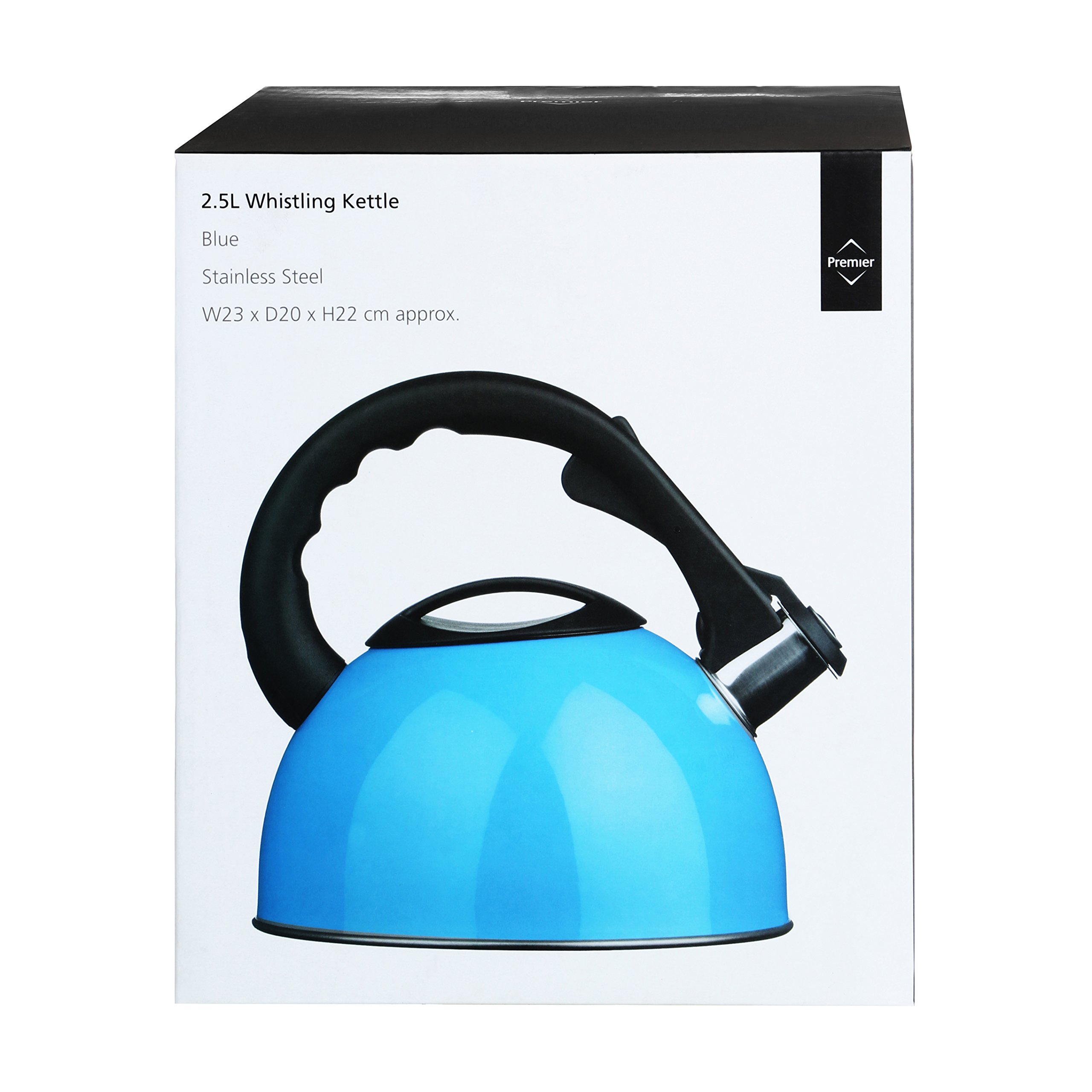 Premium Stainless Steel Whistling Tea Kettle 2.5L - Heat Resistant Handle, Stovetop Safe - Perfect for Home, Office & Travel - Blue Color (22x23x20cm) - Ideal for Coffee, Tea & Hot Beverage Preparation
