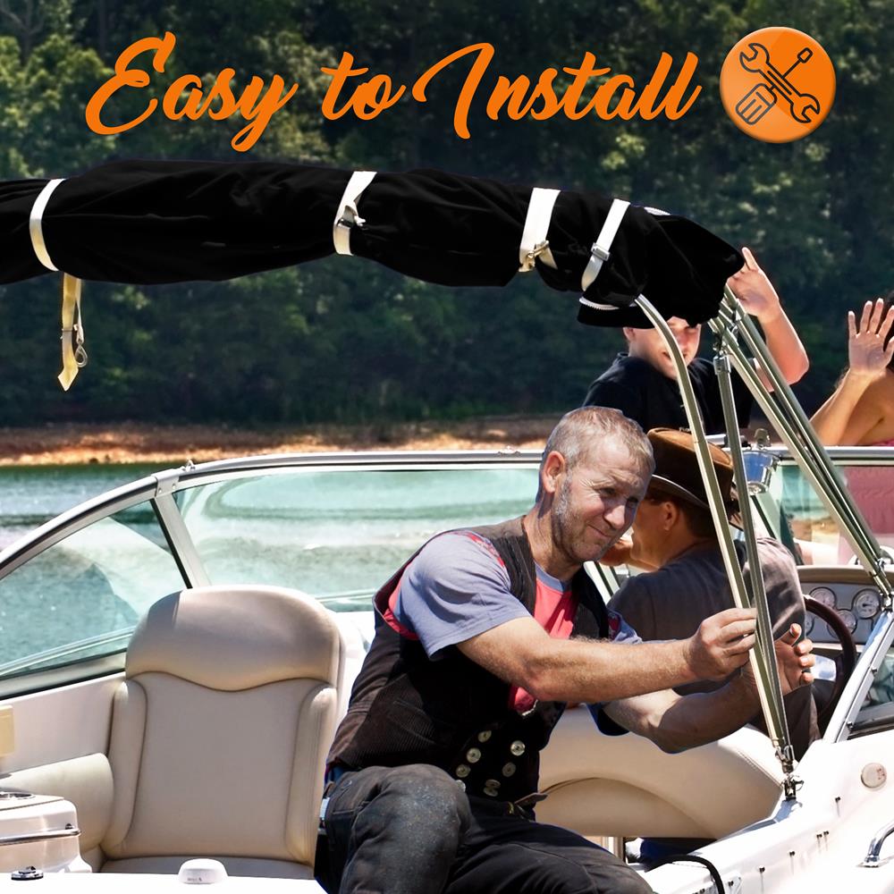 3 Bow Bimini Top for Boats - UV Protection & Adjustable Canopy - Perfect for Pontoon, Fishing, and Deck Boats - Enjoy Shade on Water Adventures
