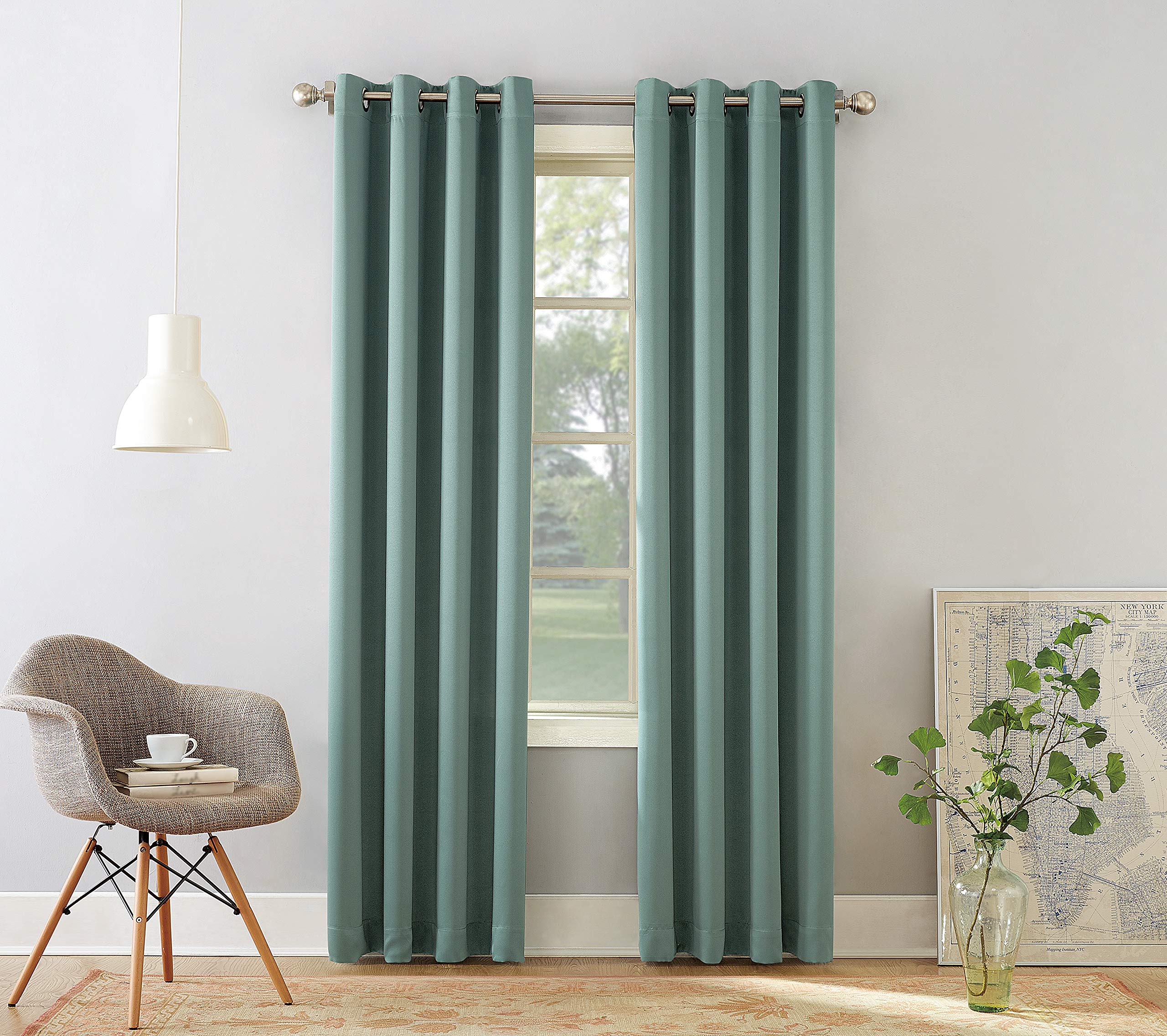 Sun Zero Barrow Blackout Grommet Curtain - Single Panel for Bedroom & Living Room