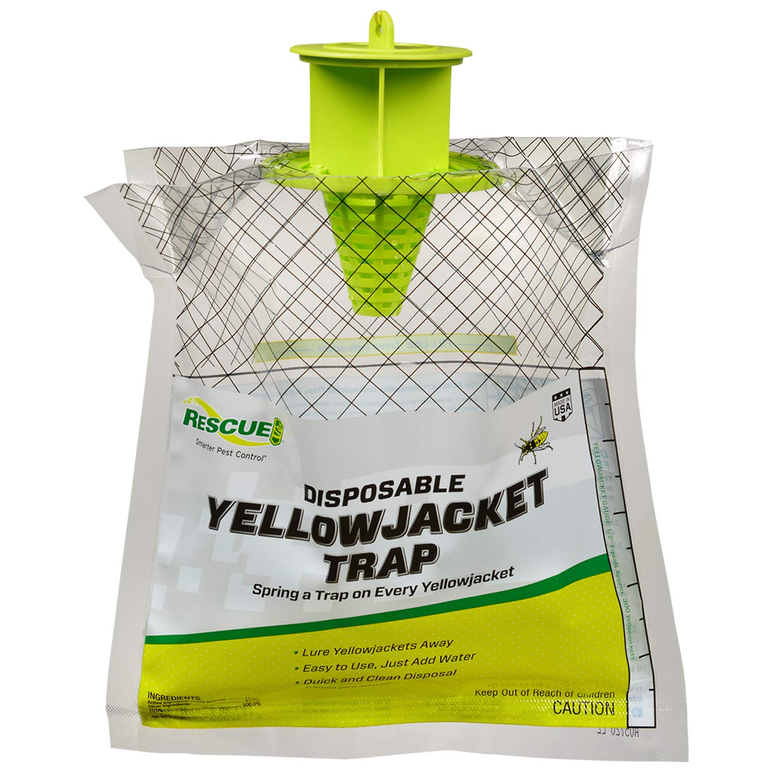 RESCUE! Disposable Yellowjacket Trap - Mountain & Pacific Formula - 24 Traps for Outdoor Pest Control | Effective Wasp & Hornet Catcher for Patio, Garden, and Camping Areas