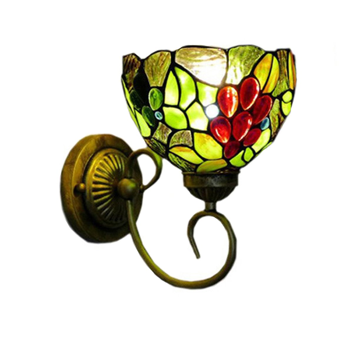 Tiffany Style Wall Lamps 2 Pack - Grape Stained Glass Sconce Lighting Fixtures with E26 Base for LED Bulbs - 6