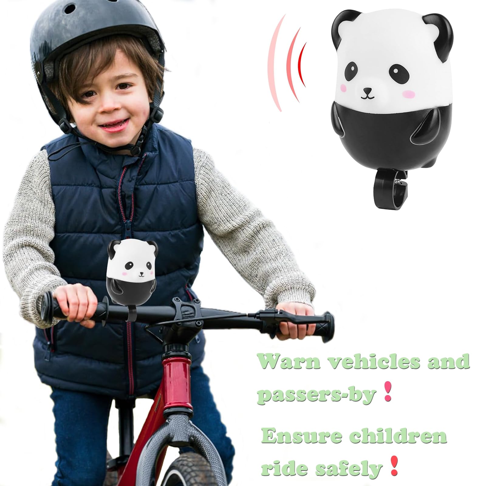 2 Pack Kids Bike Horn - Dinosaur & Panda Push Scooter Horn, Cartoon Bicycle Accessories for Boys & Girls - Fun Sound for Balance Bikes, Tricycles & Playtime