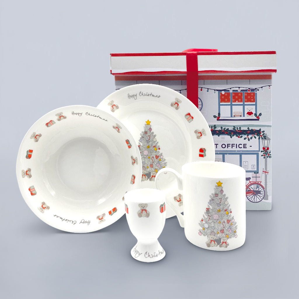 Premium Christmas Morning Bone China Breakfast Set - Elegant Porcelain Tea & Coffee Cups, Saucers, Plates - Perfect for Holiday Gatherings & Family Brunches