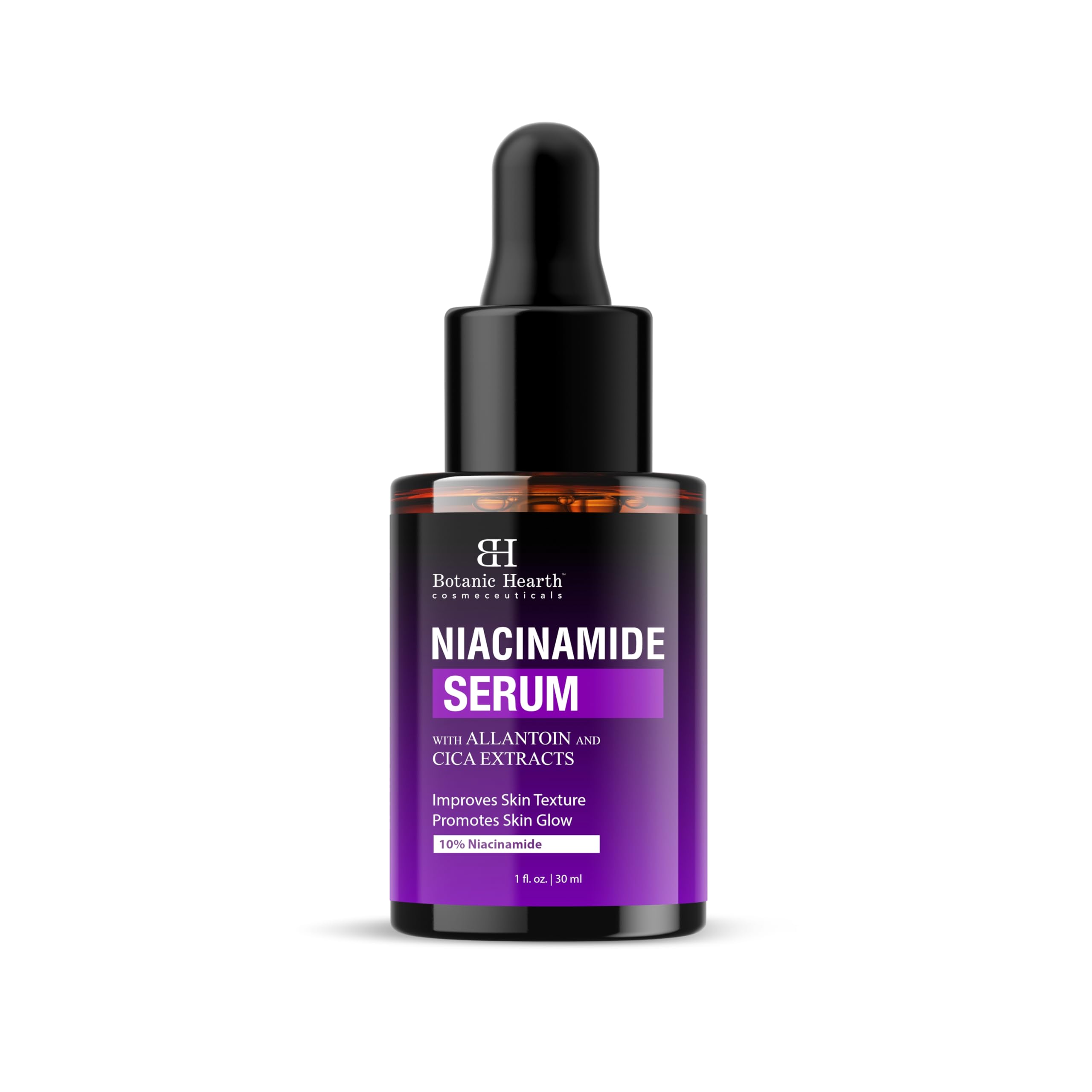 Botanic Hearth 10% Niacinamide Serum with Allantoin, Zinc PCA & Hyaluronic Acid - Pore Minimizer, Dark Spot Corrector & Brightening Facial Treatment for All Skin Types | Day & Night Use | 1 fl oz