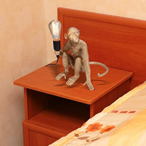 Monkey Shape E27 Resin Desk Lamp - 110-220V US Plug, Cute Bedside Table Light for Home, Library & Office Decor - Perfect for Kids' Room, Reading Nook & Nightstand Lighting