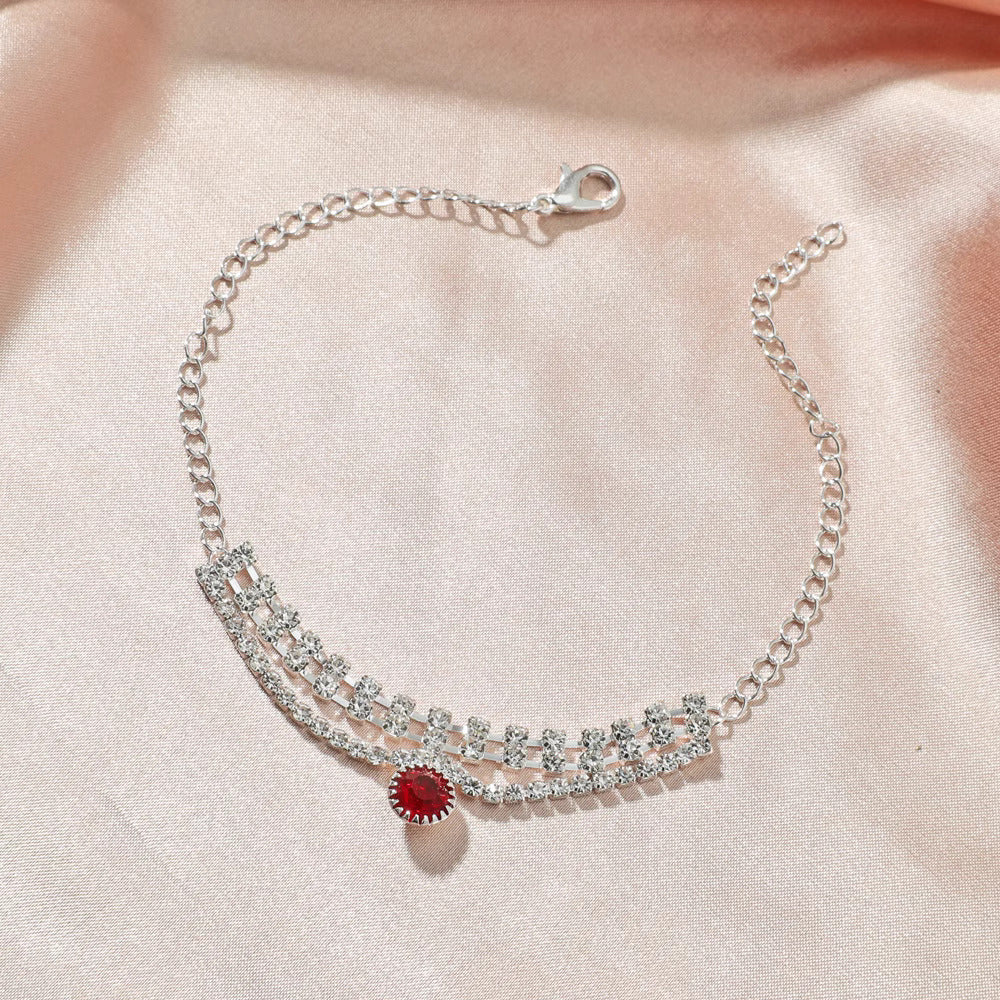 Sparkling Rhinestone Heart Pearl Anklet Chain Bracelet for Women - Elegant Adjustable Ankle Bracelet Jewelry Gift | Perfect for Weddings, Beach Parties & Summer Fashion (Style X2103)