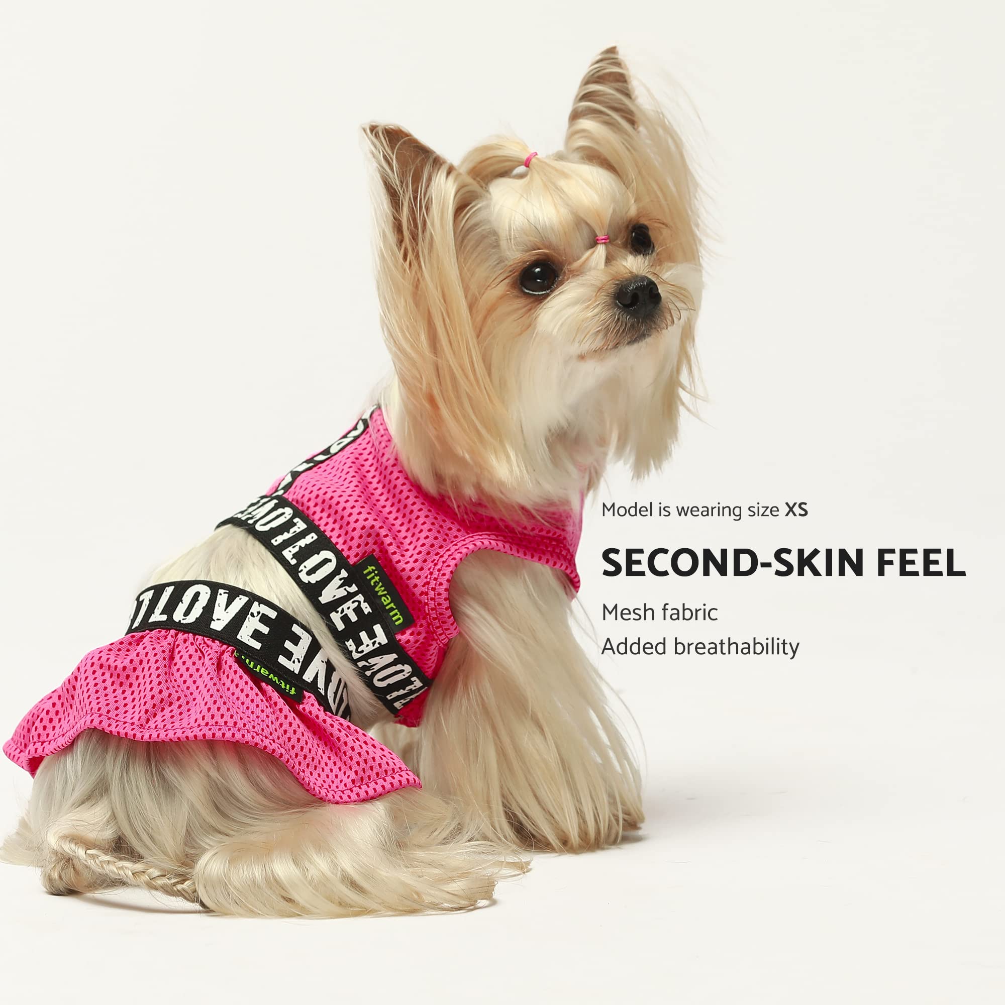 Fitwarm 2-Piece Dog Dress for Small Dogs & Cats - Lightweight Pet Apparel in Rose Pink for Daily Walks & Playtime