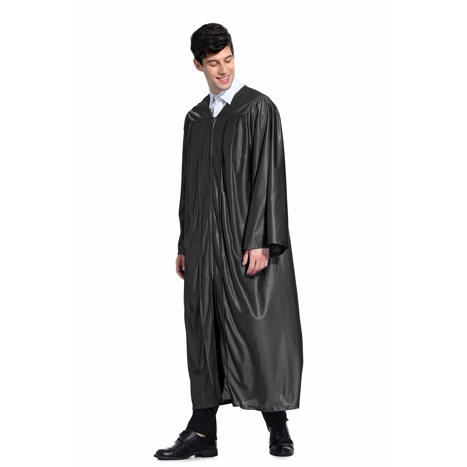 TopTie Unisex Black Matte Graduation Gown & Choir Robe - Perfect for Graduation Ceremonies, Academic Events & Choir Performances