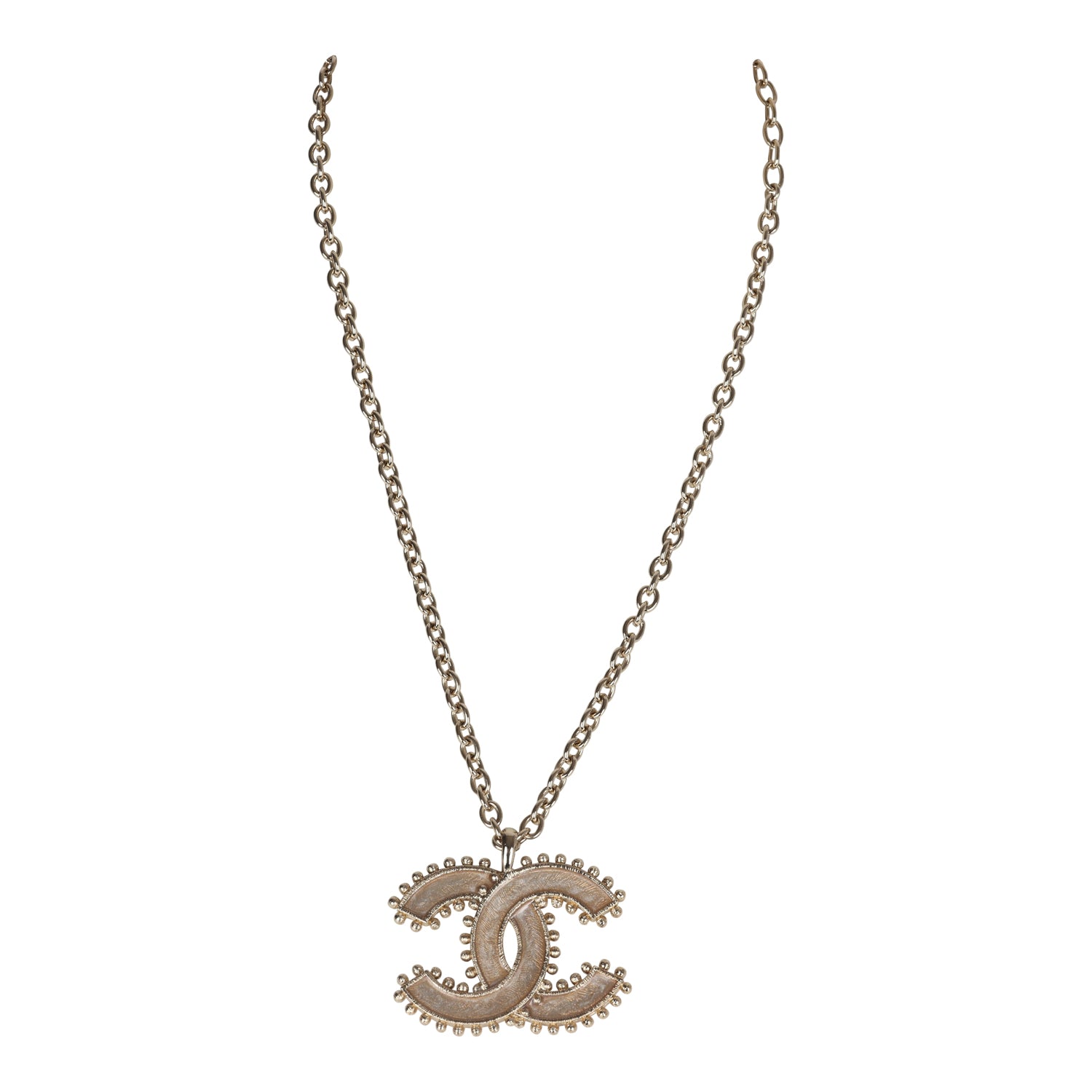 Chanel Large Resin Beaded CC Pendant Necklace with Gold Tone Hardware - Elegant Statement Jewelry for Women, Perfect for Parties, Weddings & Special Occasions