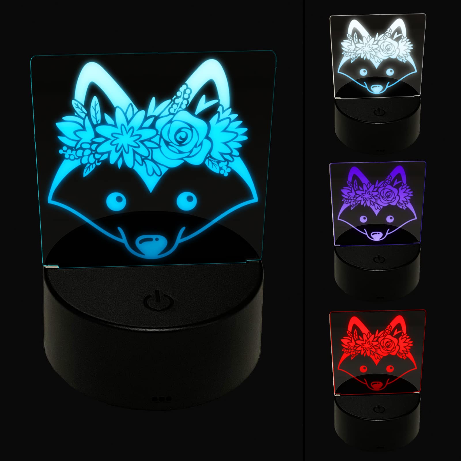 Sniggle Sloth Husky Dog with Flower Crown - 3D Illusion LED Night Light for Bedroom, Nursery & Office Desk - Cute Animal Nightstand Lamp for Kids & Adults