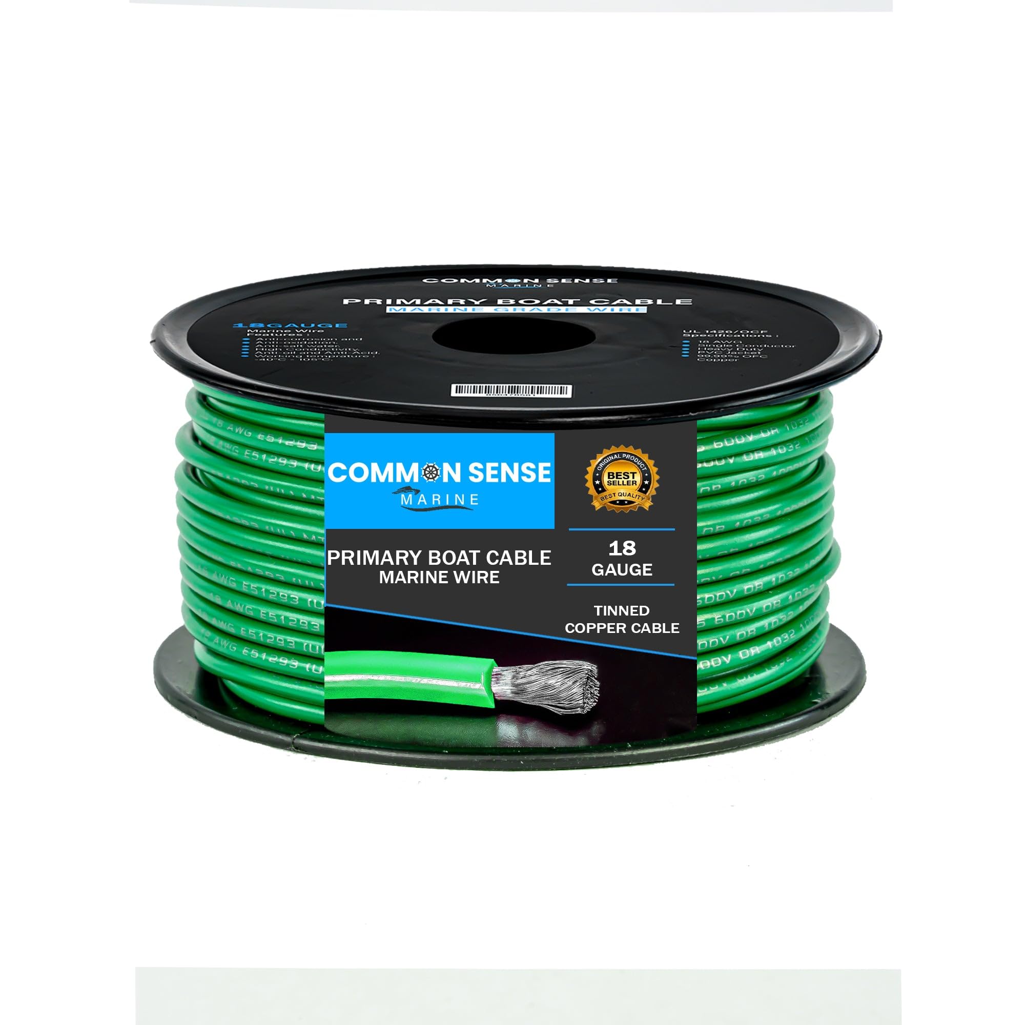 18 Gauge Primary Boat Cable - 1000 ft Marine Grade Tinned Oxygen-Free Copper Wire - 18 AWG UL 1426 Standard PVC Wire for Boat, Automotive, Speakers, RV & Trailers - Perfect for Marine Electrical Systems, Car Audio Installations & Outdoor Power Applications