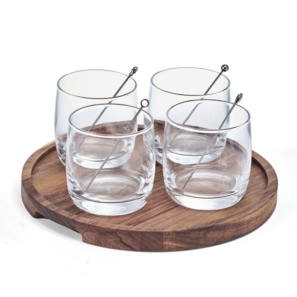 Glenwood 9-Piece Double Old Fashioned Bar Set - Premium Cocktail Glasses for Whiskey, Bourbon & Scotch - Perfect for Home Bars, Parties & Entertaining