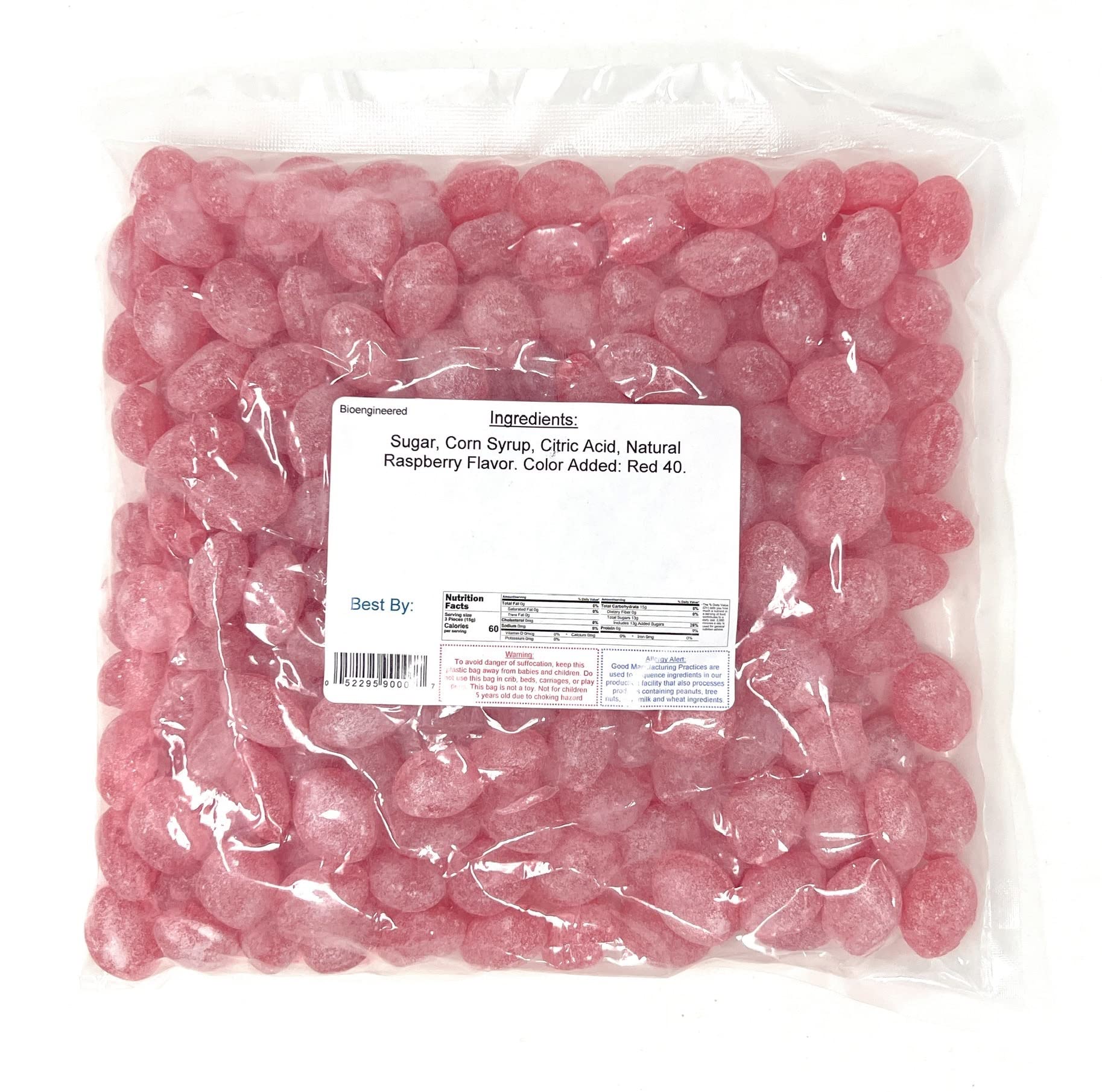 Claeys Raspberry Sanded Candy Drops - 2 Pound Bag | Old-Fashioned Hard Candy for Parties, Gifts & Dessert Toppings | Bulk Candy for Baking, Candy Buffets & Holiday Treats