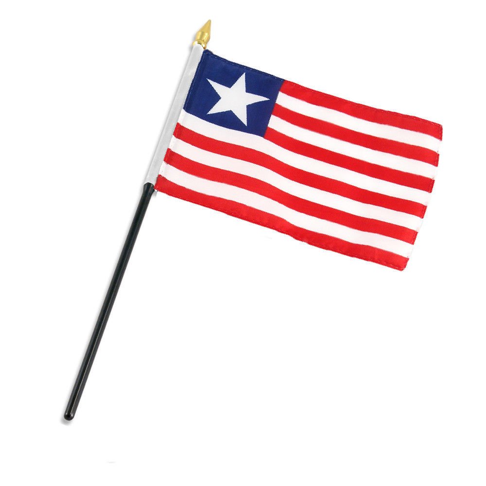Liberia 4x6 Inch Mini Desk Stick Flags - Set of 12 Small Handheld Flags Without Base - Perfect for Classroom, Office Decor, International Events & Patriotic Displays