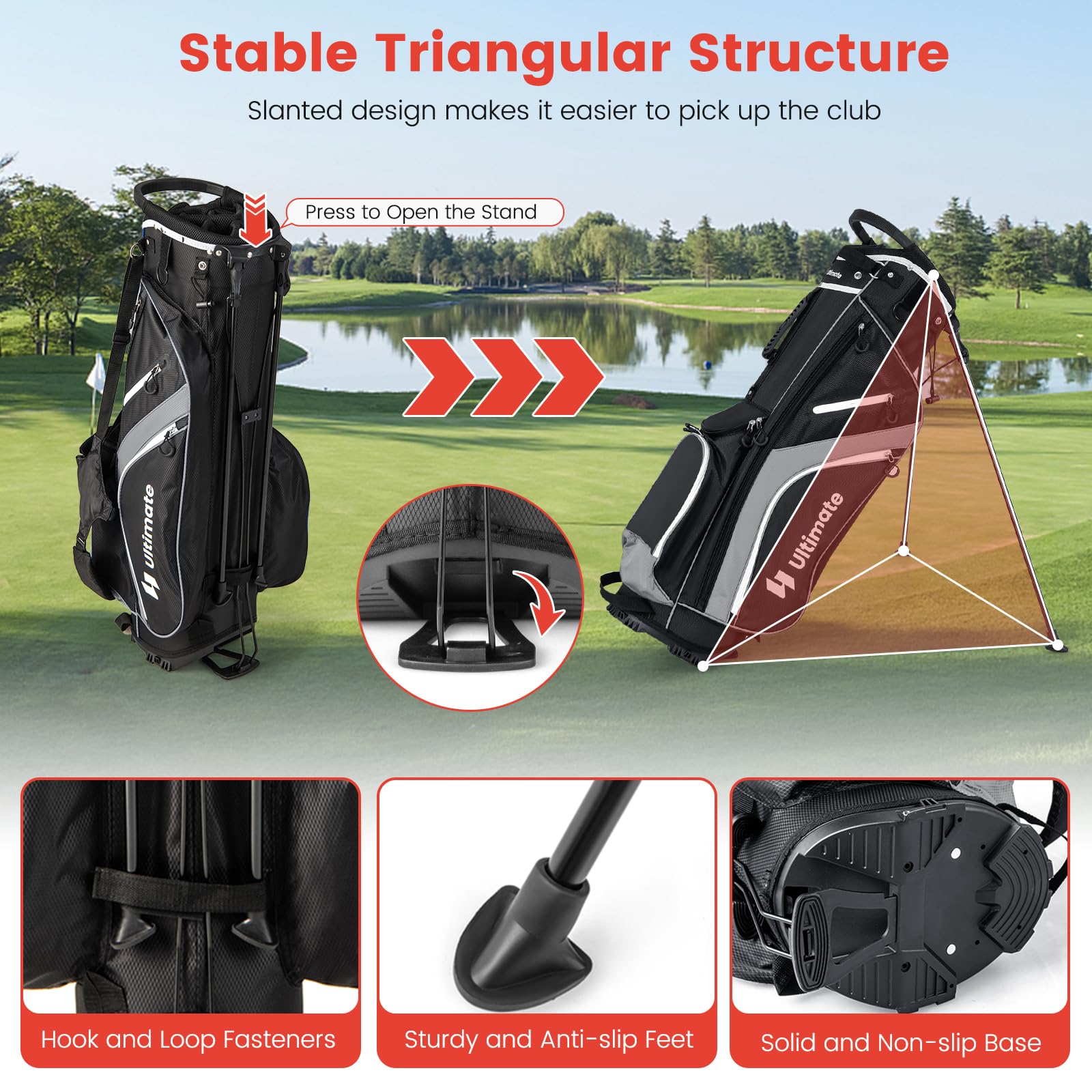 **Goplus 14-Way Top Dividers Golf Stand Bag – Lightweight Golf Clubs Bag with Cooler Pocket, 6 Zippered Pockets, Dual Shoulder Straps & Rain Hood – Portable Golf Bag for Men & Women – Perfect for Tournaments, Driving Range & Travel**