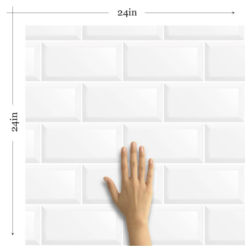 White Brick Tile Adhesive Peel and Stick Removable Wallpaper 620A - Self-Adhesive Decorative Wall Covering for Home, Office, and Kitchen Backsplash