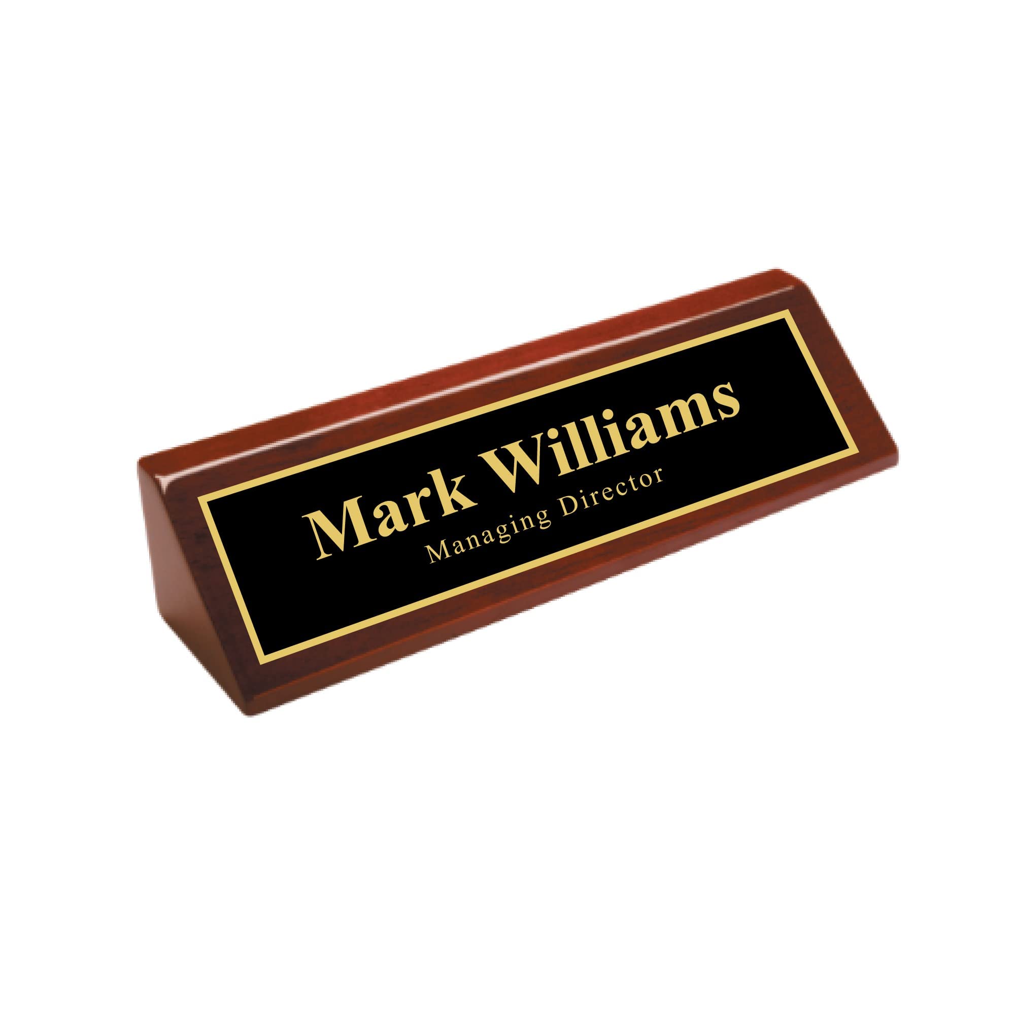 Custom Laser Engraved Wooden Business Name Plate with Card Holder - Personalized Office Desk Sign (2x12) - Perfect for Executive Desks, Reception Areas & Corporate Gifts