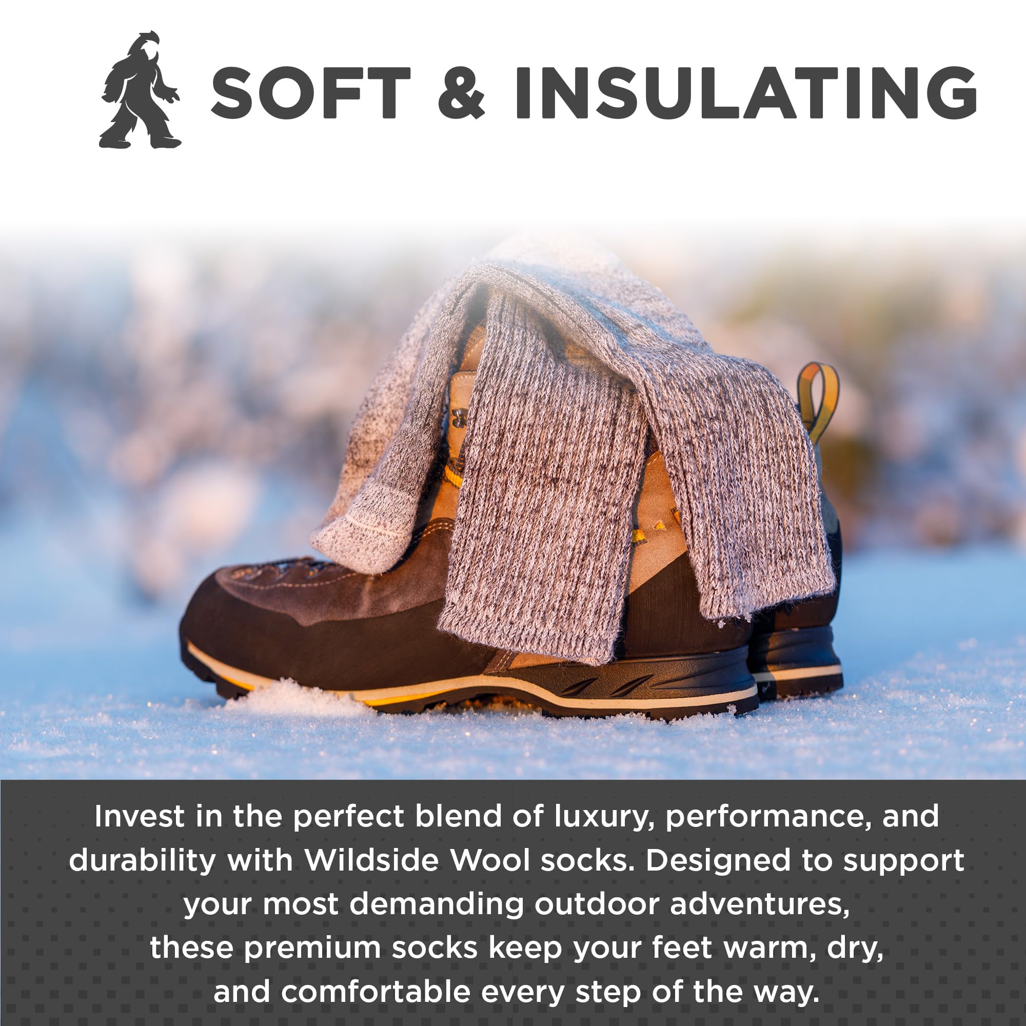 Wildside Wool Mountaineer Alpaca Merino Wool Boot Socks for Men & Women - Warm Hiking & Outdoor Socks - Sizes S-XL - Perfect for Camping, Trekking & Winter Adventures