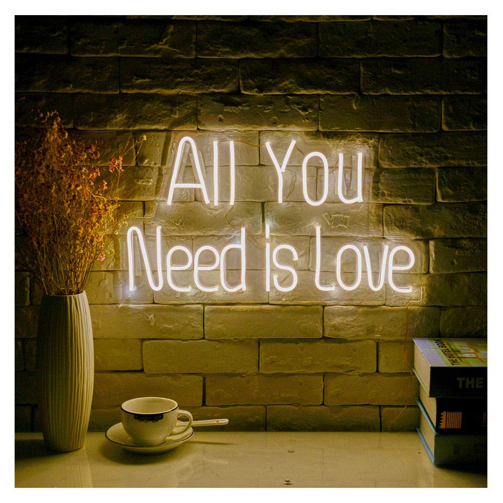 All You Need is Love LED Neon Sign - Warm White Wall Decor for Bedroom, Living Room, Bar & Wedding Decorations