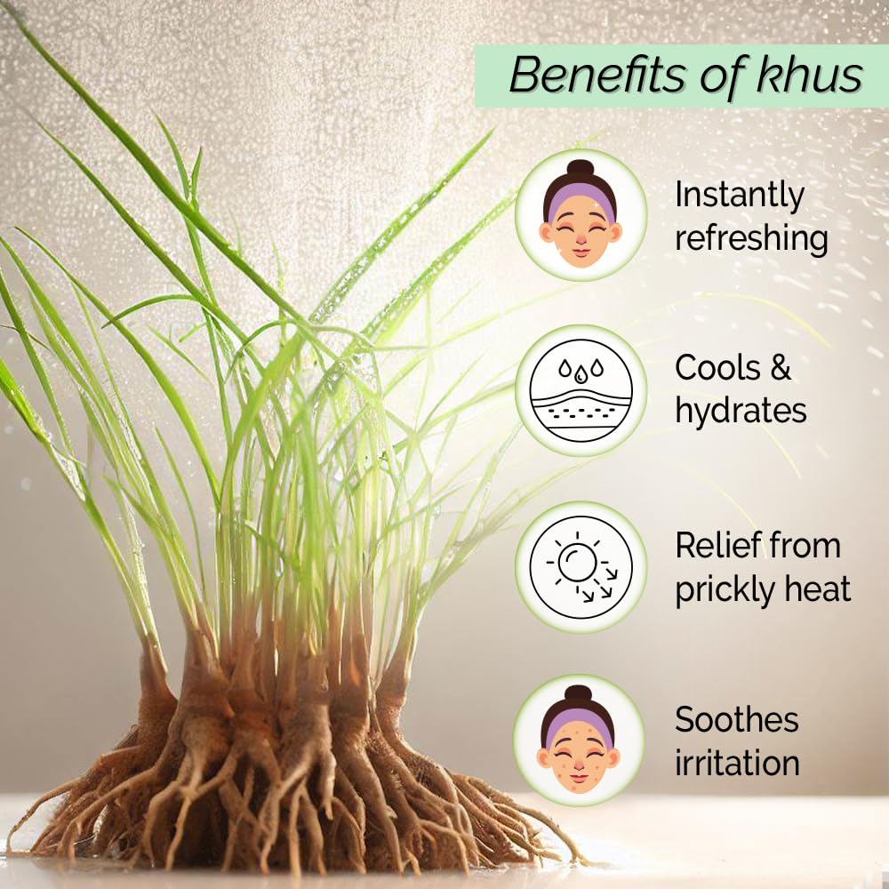 PYOURA Natural Khus Face & Body Mist 100ml - Instantly Cooling & Refreshing for Summer Heat Relief | 100% Pure Vertiver Perfume, No Chemicals | Perfect for Outdoor Activities, Yoga & Travel