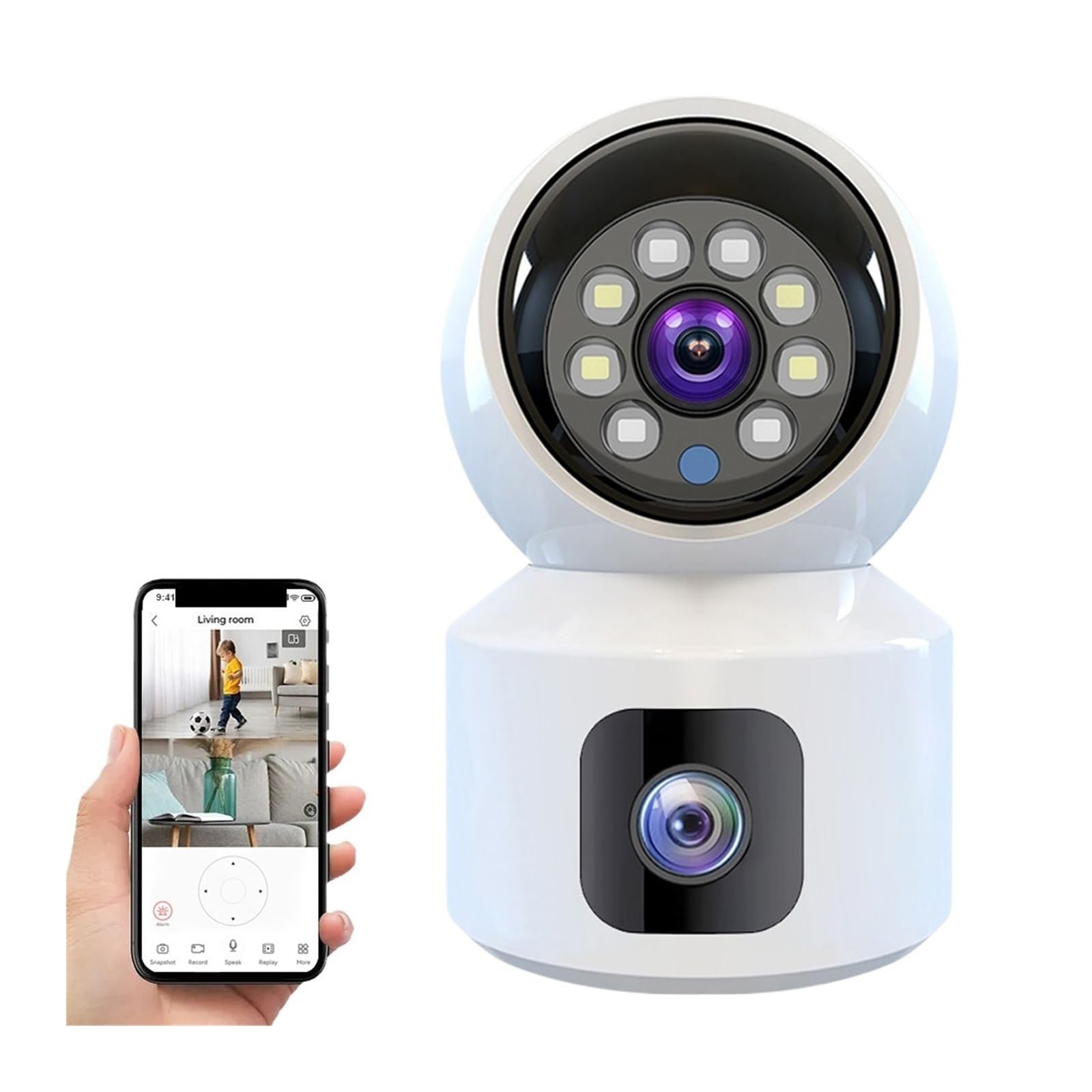 JOLIANE HD Mini Wireless Dual Lens 8MP IP Security Camera with Smart Night Vision & PTZ - Indoor CCTV Camera for Baby Monitor, Home Security (4MP) | Perfect for Nursery Monitoring, Pet Watching & Office Surveillance