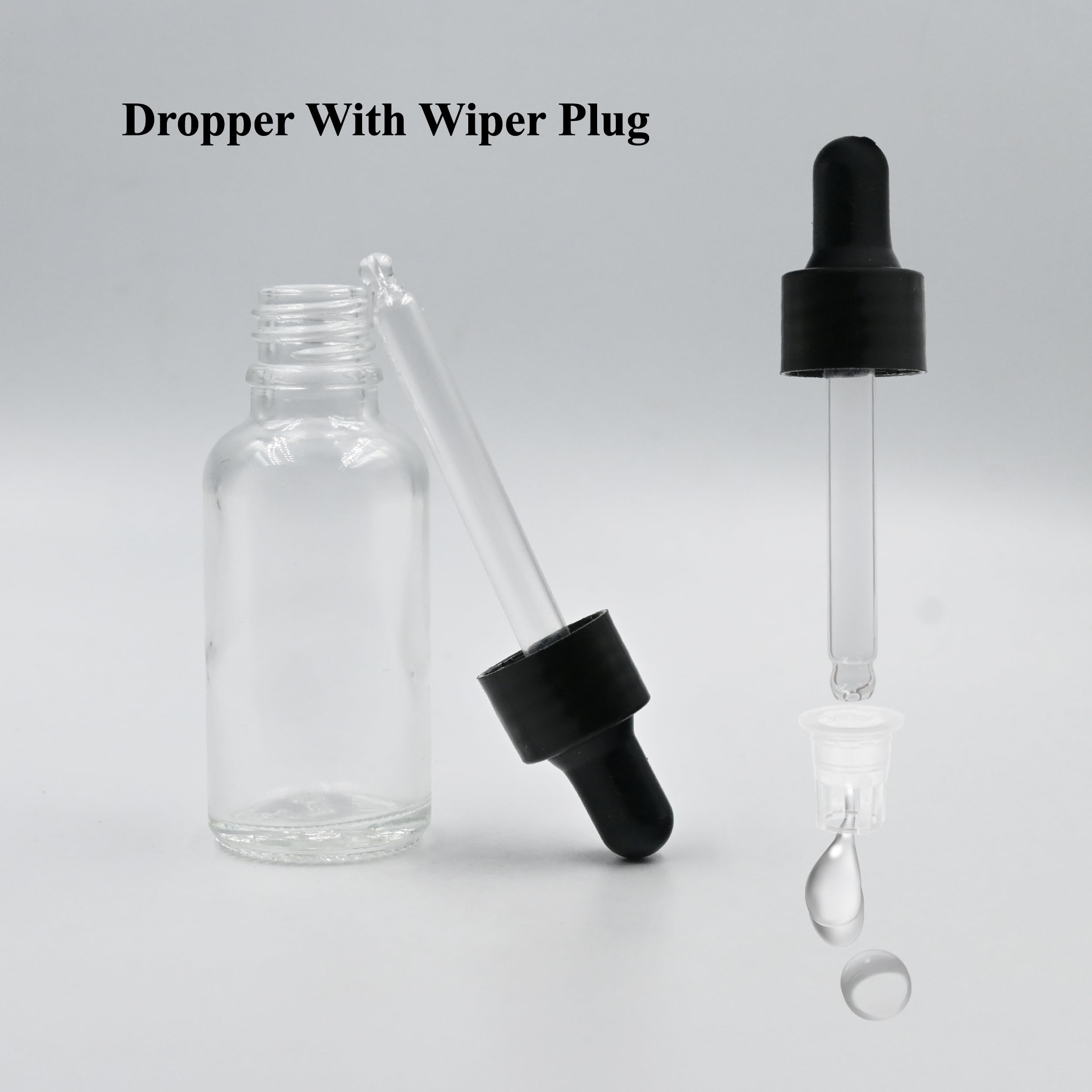 30ML Clear Round Empty Glass Bottle with Glass Dropper & Black Smooth Sleeve - Refillable Leak Proof Essential Oil Bottles for DIY Perfumes, Serums and Aromatherapy - Perfect for Home Spa, Travel & Gift Packaging (Pack of 3)