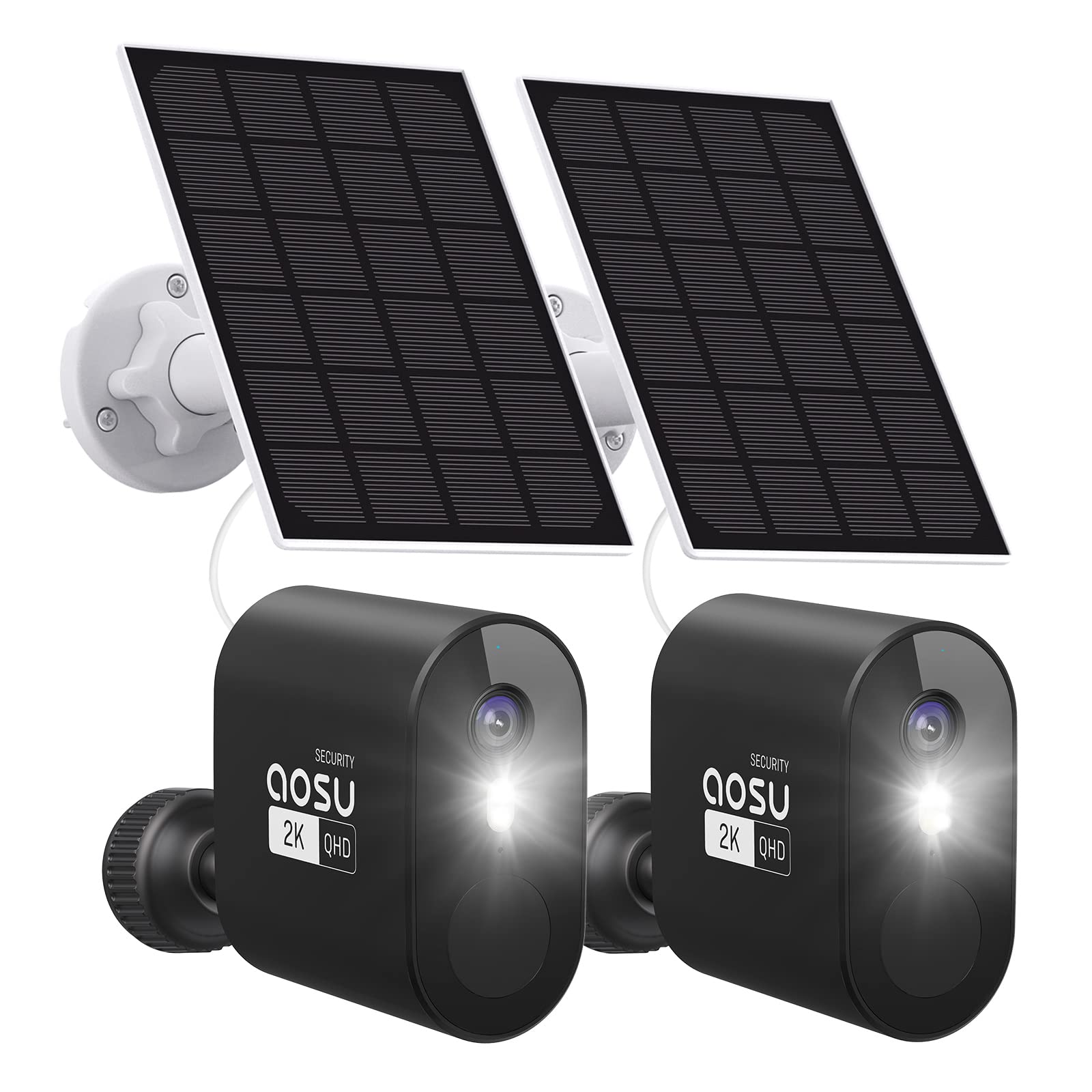 AOSU 2K Solar Security Camera Wireless Outdoor - Solar Powered Battery Camera with Spotlight, Siren, 166° Ultra Wide Angle, AI Motion Detection, No Monthly Fee - Works with Alexa & Google Assistant - Ideal for Home Security, Backyard Monitoring & Property Protection