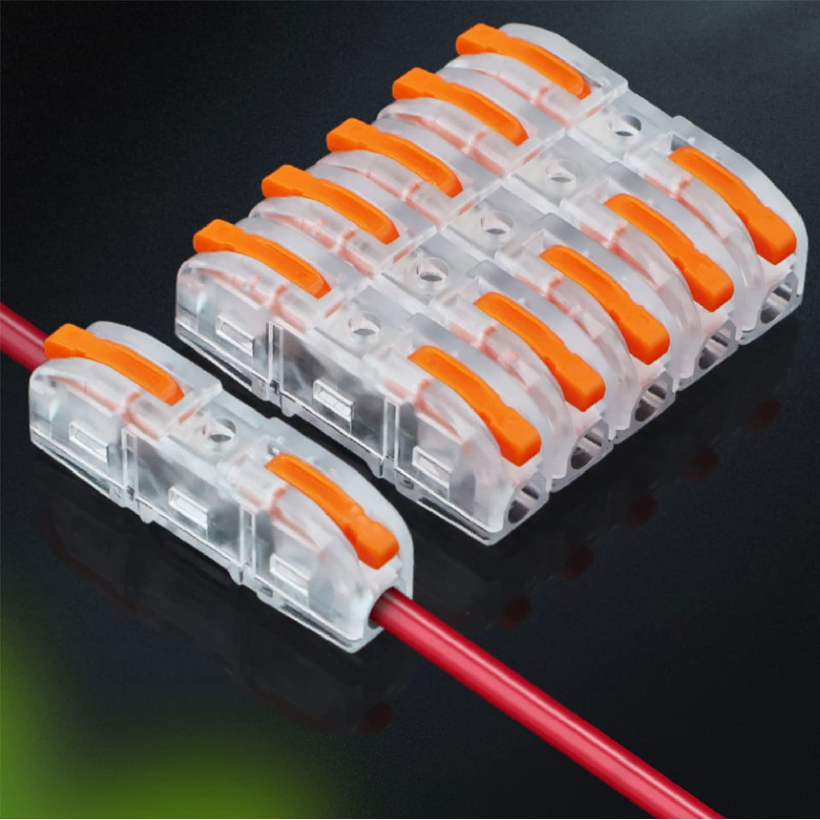 100PCS 1-to-1 Inline Electrical Lever Wire Connectors - Reusable Splicing Connectors for 28-12 AWG Wires | Quick Wiring Solution for Home Electrical Projects, DIY Repairs & Appliance Installations