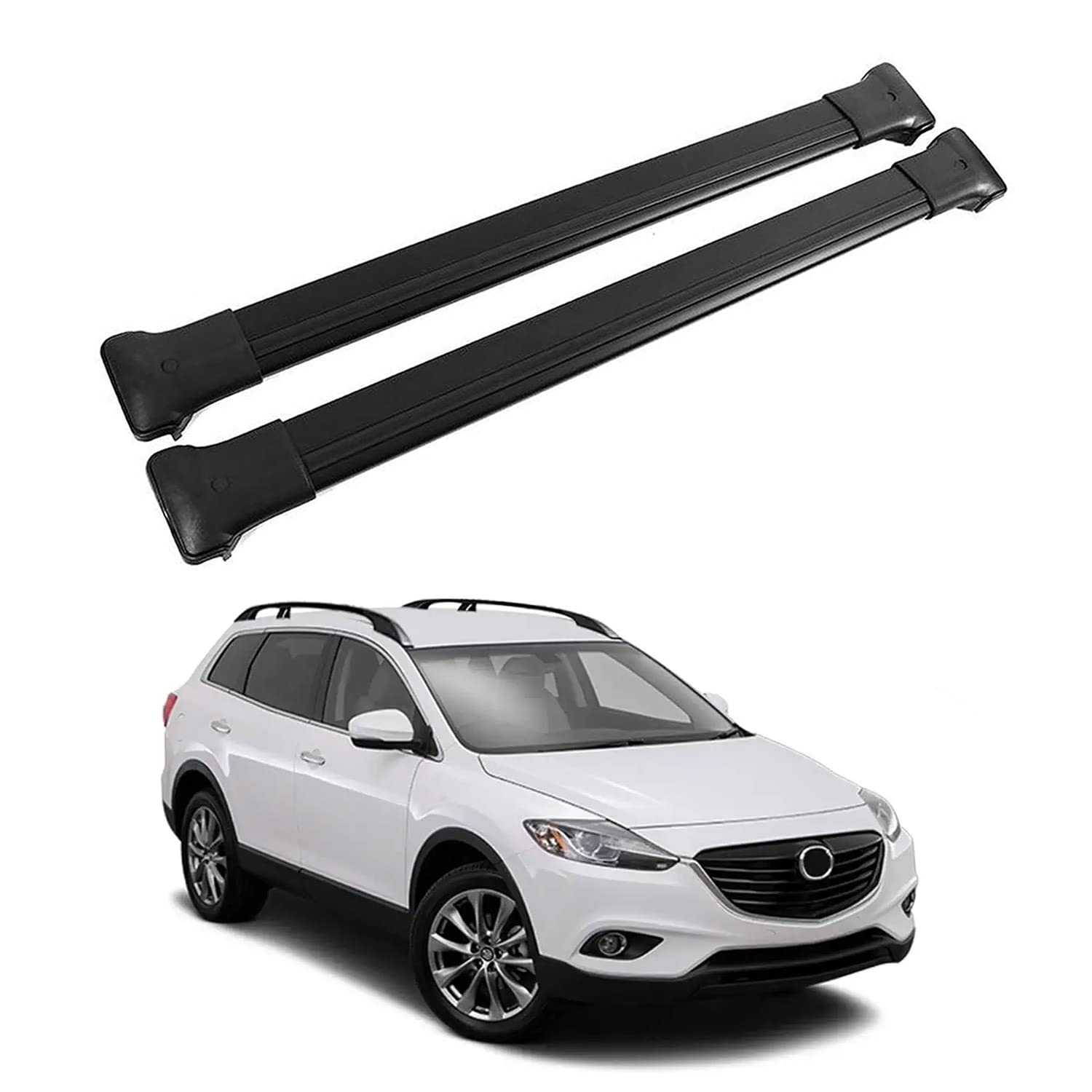 OMAC Aluminum Black Roof Rack Cross Bars (2-Pack) for Mazda CX-9 2013-2015 | Heavy Duty Cargo Carrier Rooftop Luggage Bars | Perfect for Road Trips, Camping Gear & Outdoor Adventures