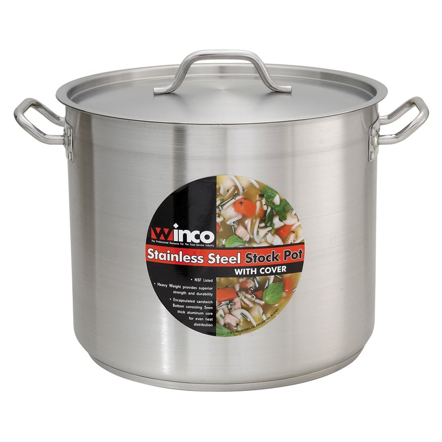 Winco 8 Qt Stainless Steel Stock Pot with Lid - Heavy Duty Cooking Pot for Soups, Stews, Pasta - Commercial & Home Kitchen Use