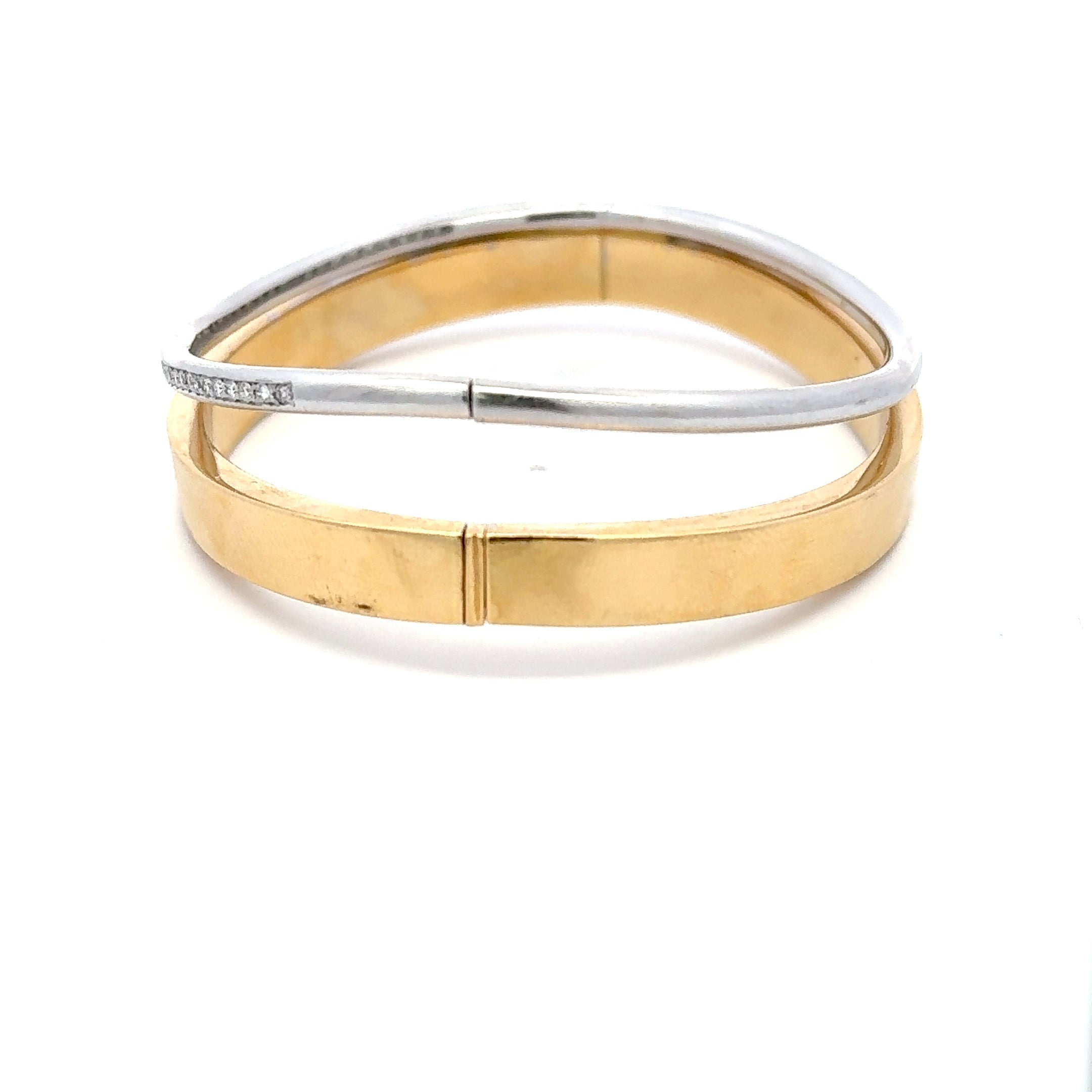 0.55 Carat Round Brilliant H SI1 Diamond 18K Two-Tone Gold Bangle Bracelet for Women - Elegant Wedding, Anniversary & Special Occasion Jewelry Gift
