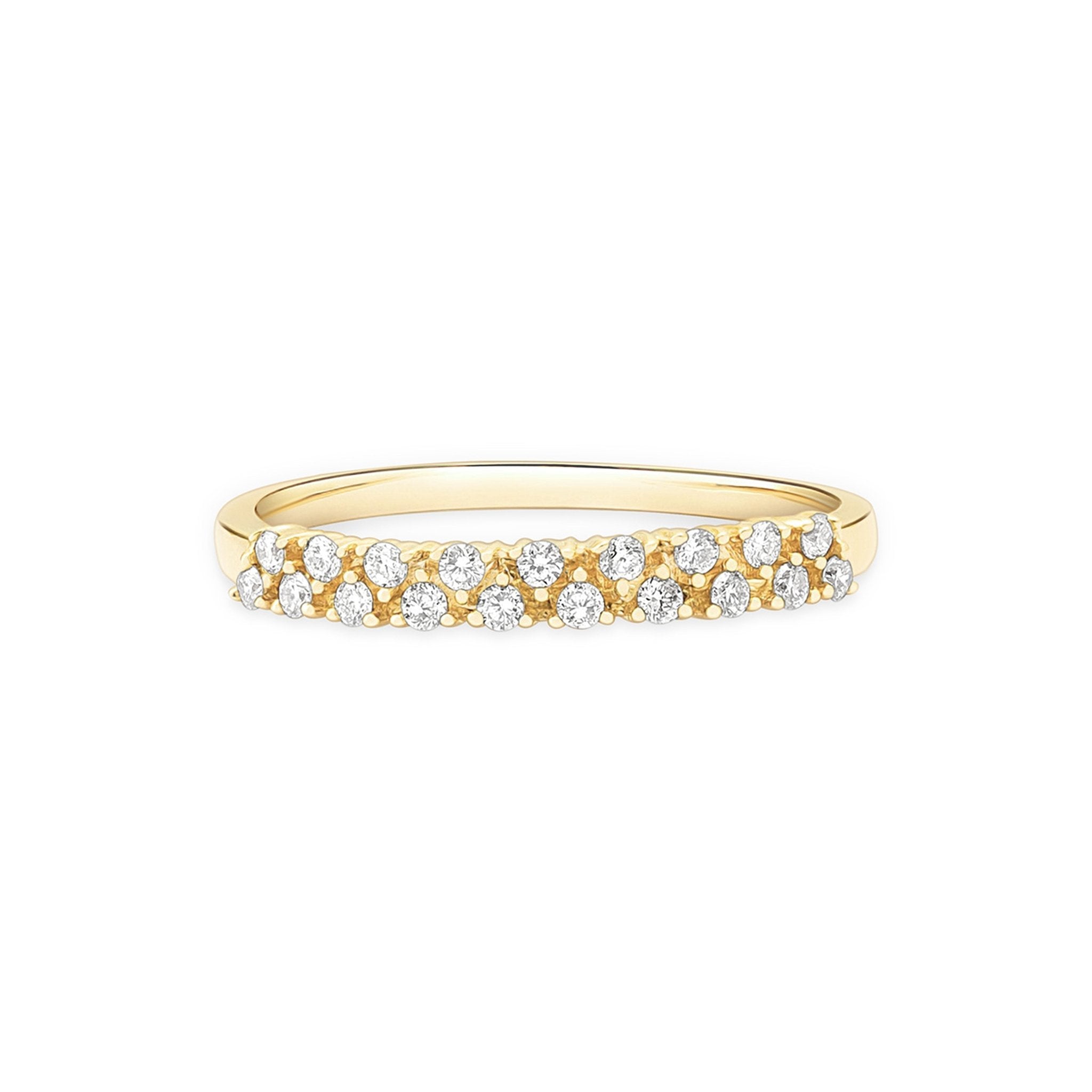 14K Yellow Gold Double Row Diamond Eternity Band Ring for Women - Perfect Wedding, Anniversary & Valentine's Day Gift