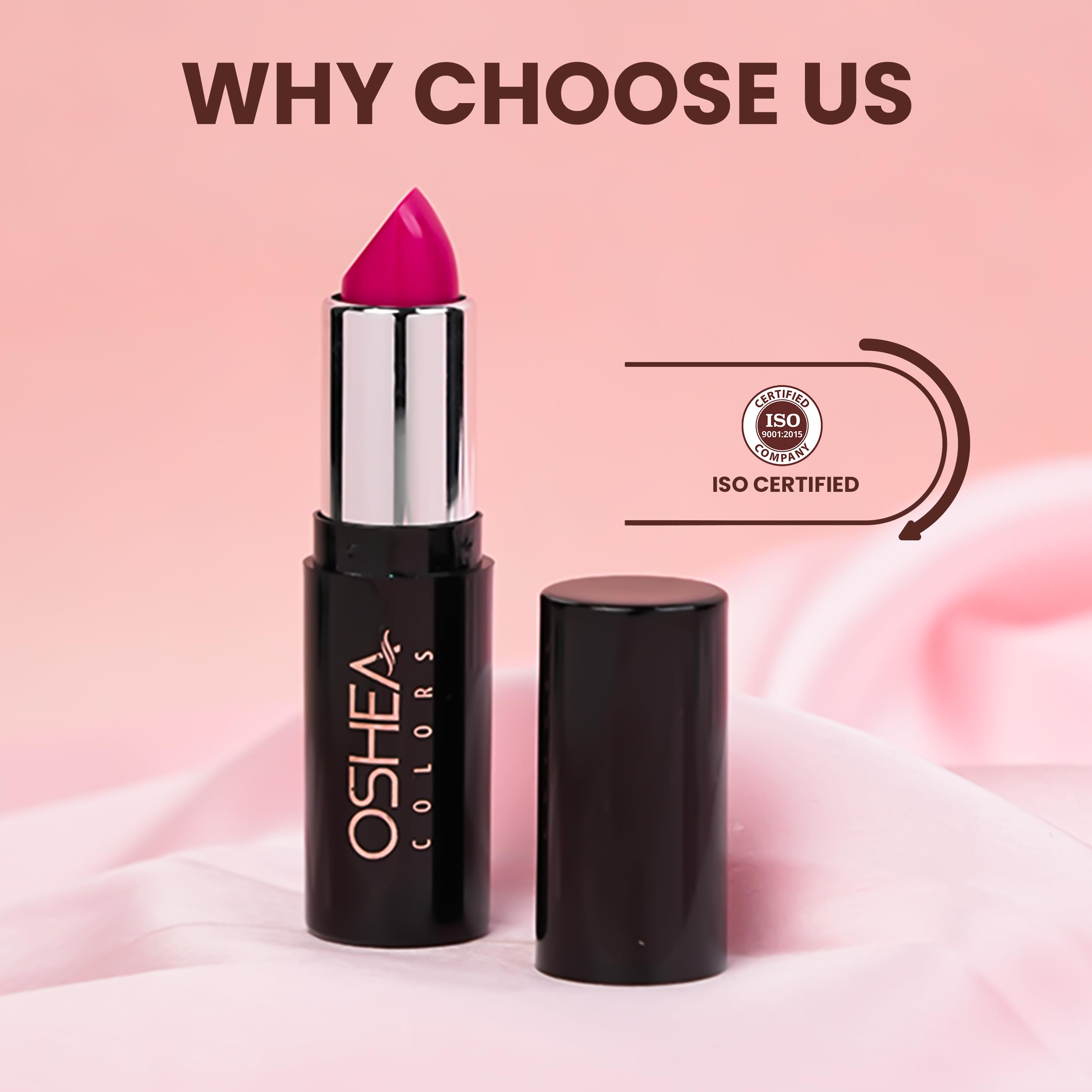 Oshea Colors Creamy Matte Lipstick - Long Lasting, Non-Drying Formula with Castor Oil & Shea Butter | Vegan, Paraben Free | Barbie Pink 07 (4.2g) | Perfect for Everyday Wear, Parties & Special Occasions
