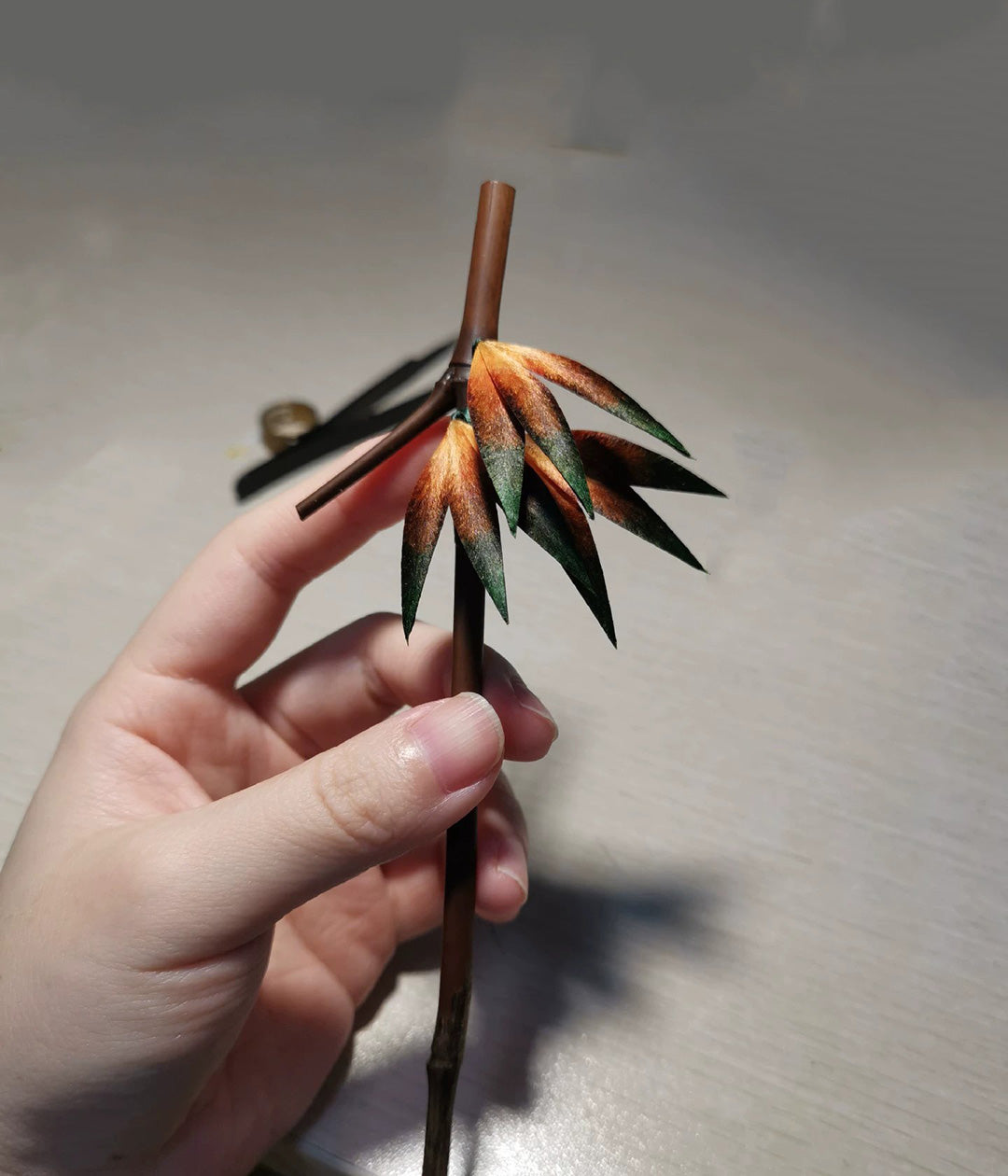 Handmade Bamboo Leaf Hairpin - Elegant Silk Hair Accessory for Women (Ronghua) | Perfect for Weddings, Parties & Special Occasions