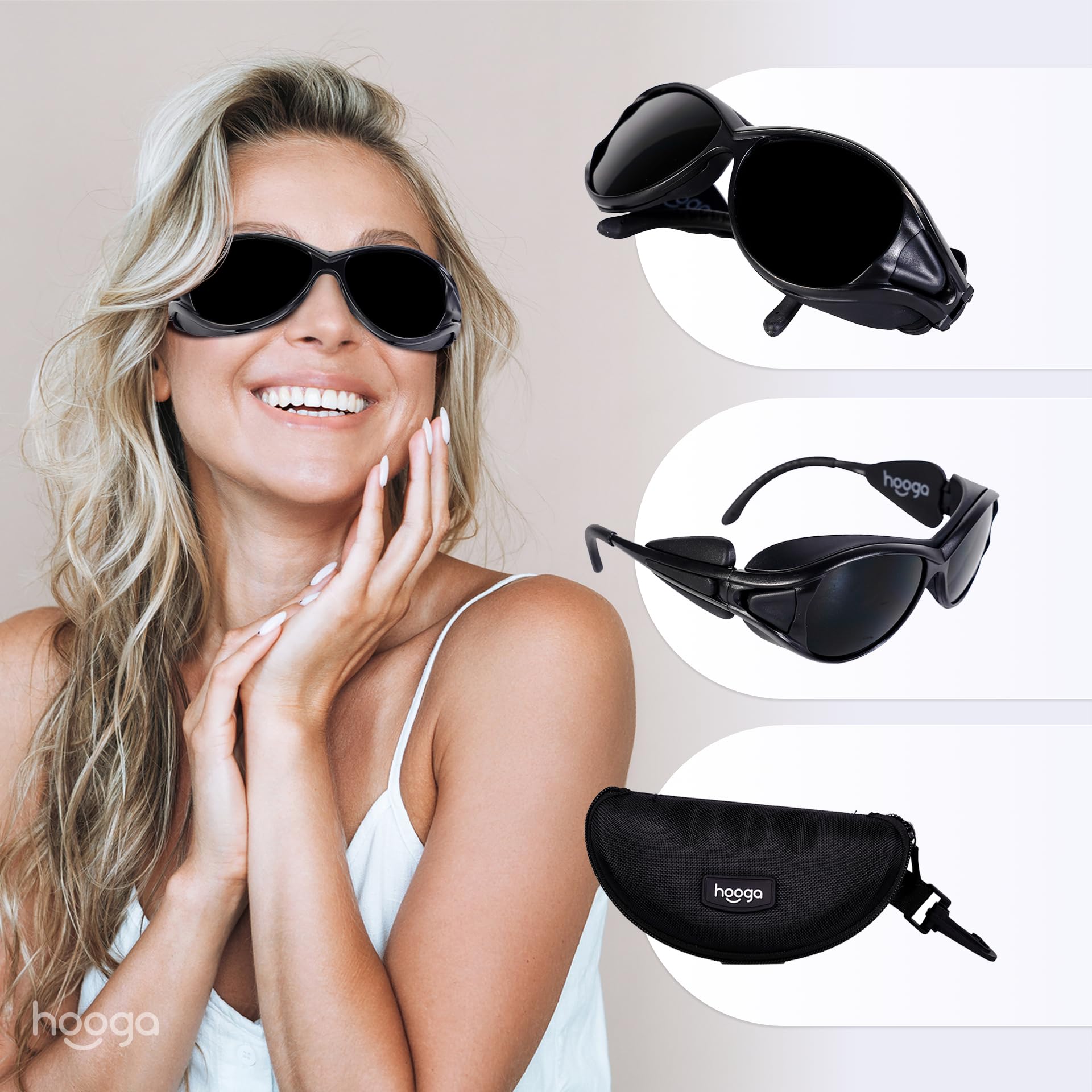 Hooga Red Light Therapy Glasses - Protective Eyewear for Men & Women with Polycarbonate Lenses | Blocks Near Infrared & Red Light Brightness | Perfect for Home/Clinic Light Therapy Sessions