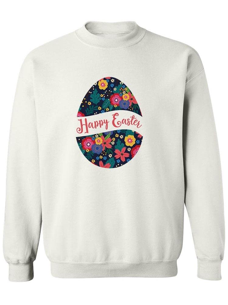 Happy Easter Egg Print Women's Sweatshirt - Cute Spring Graphic Pullover for Easter Celebrations & Festive Outfits