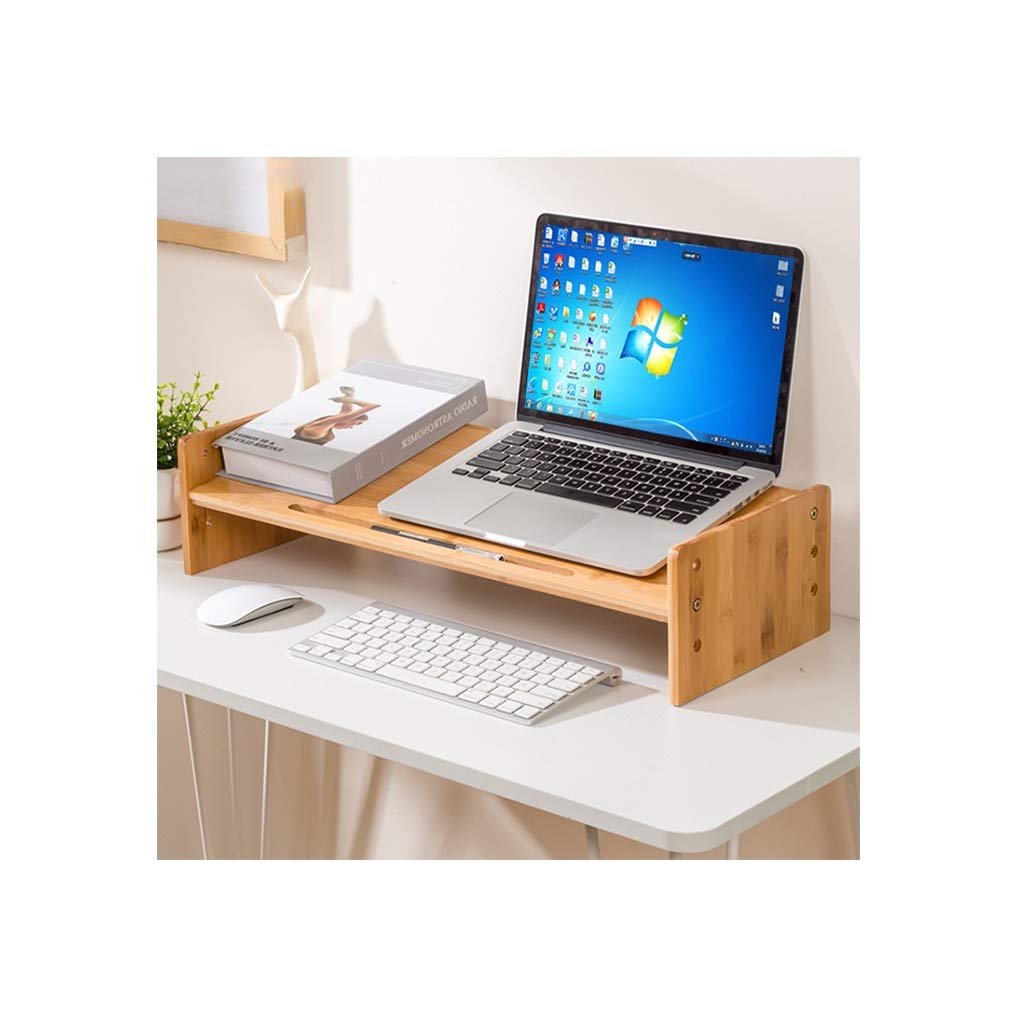 Adjustable Bamboo Desktop Bookshelf & Monitor Stand Riser - Home Office Organizer for Computer, Printer, Books (Natural Color, Large Size) - Perfect for Workspace Organization & Space Saving