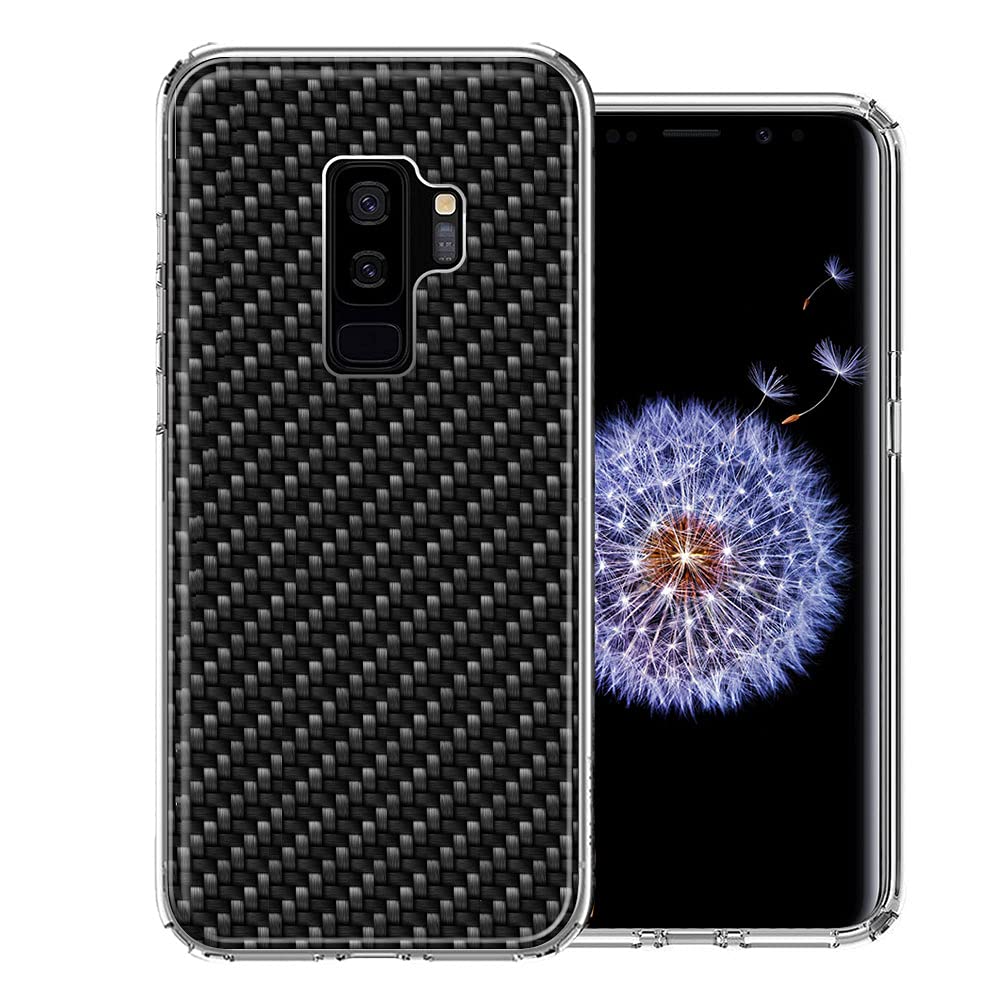 Premium Carbon Fiber Look Dual Layer Protective Case for Samsung Galaxy S9 Plus - Slim Fit, Shockproof Cover for Everyday Use & Outdoor Activities