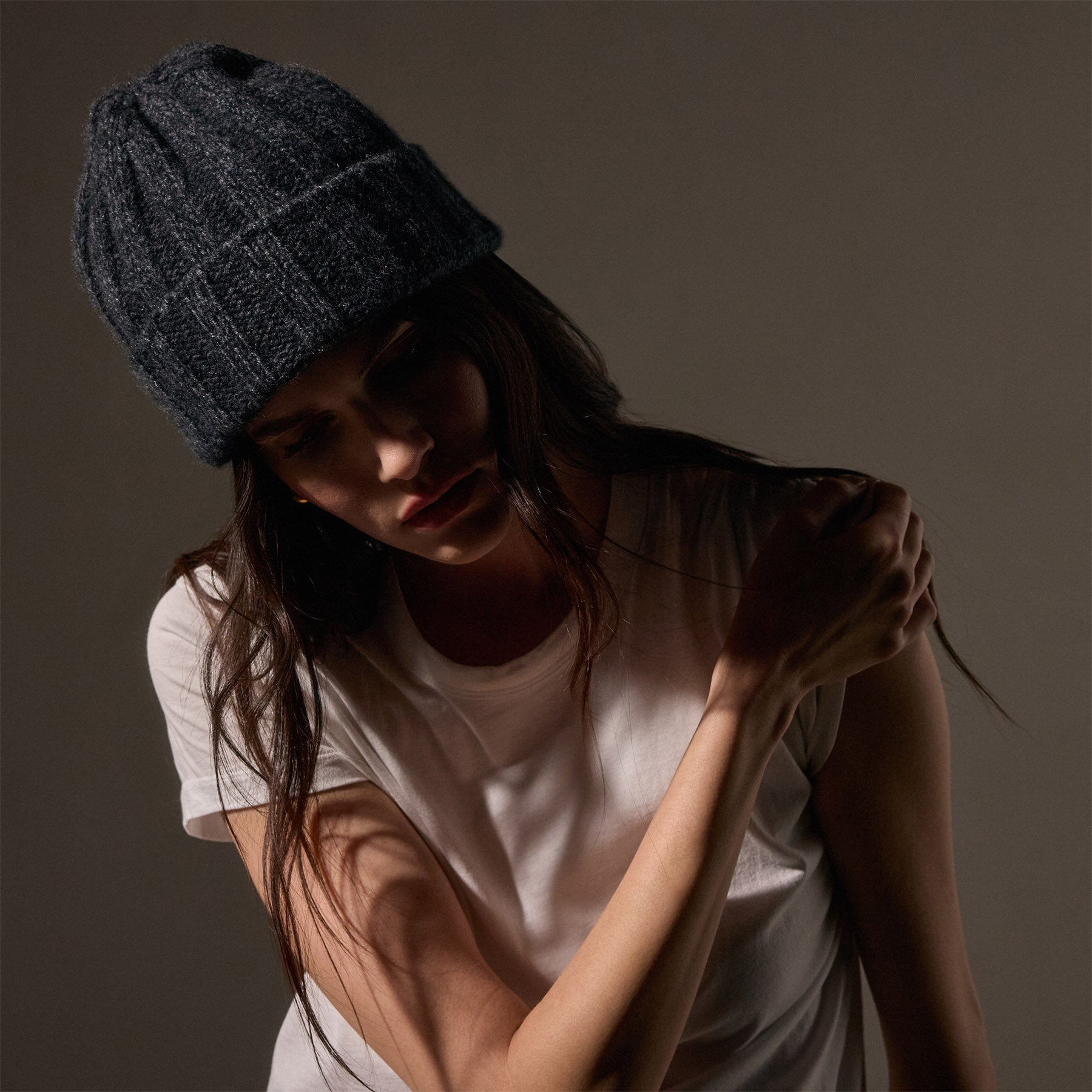 Premium Cashmere Marled Beanie - Soft & Warm Winter Hat for Men & Women - Charcoal Marl Knit Beanie for Cold Weather & Outdoor Activities