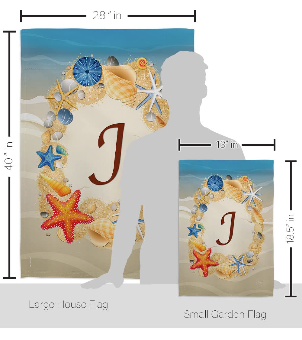 Coastal Beach J Initial Flag Kit - Summer Decor for Garden & Home