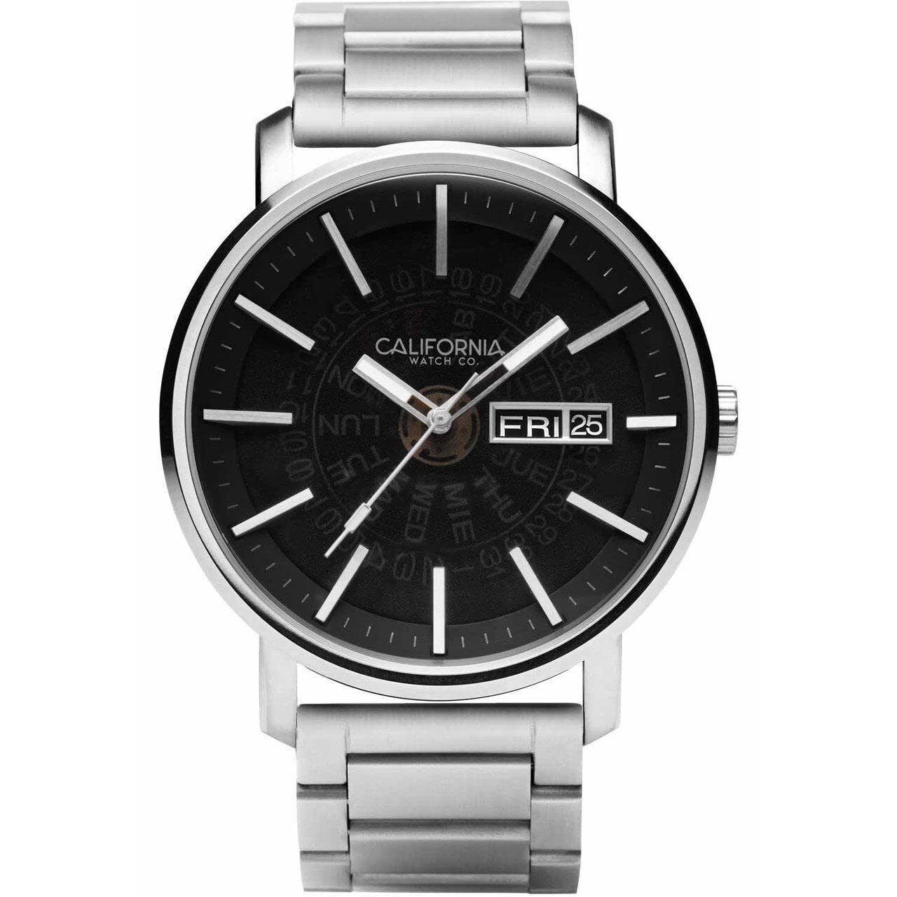 California Watch Co. Mojave Stainless Steel Watch - Silver & Black Smoke Dial for Men | Outdoor Adventure, Casual Wear & Business Attire