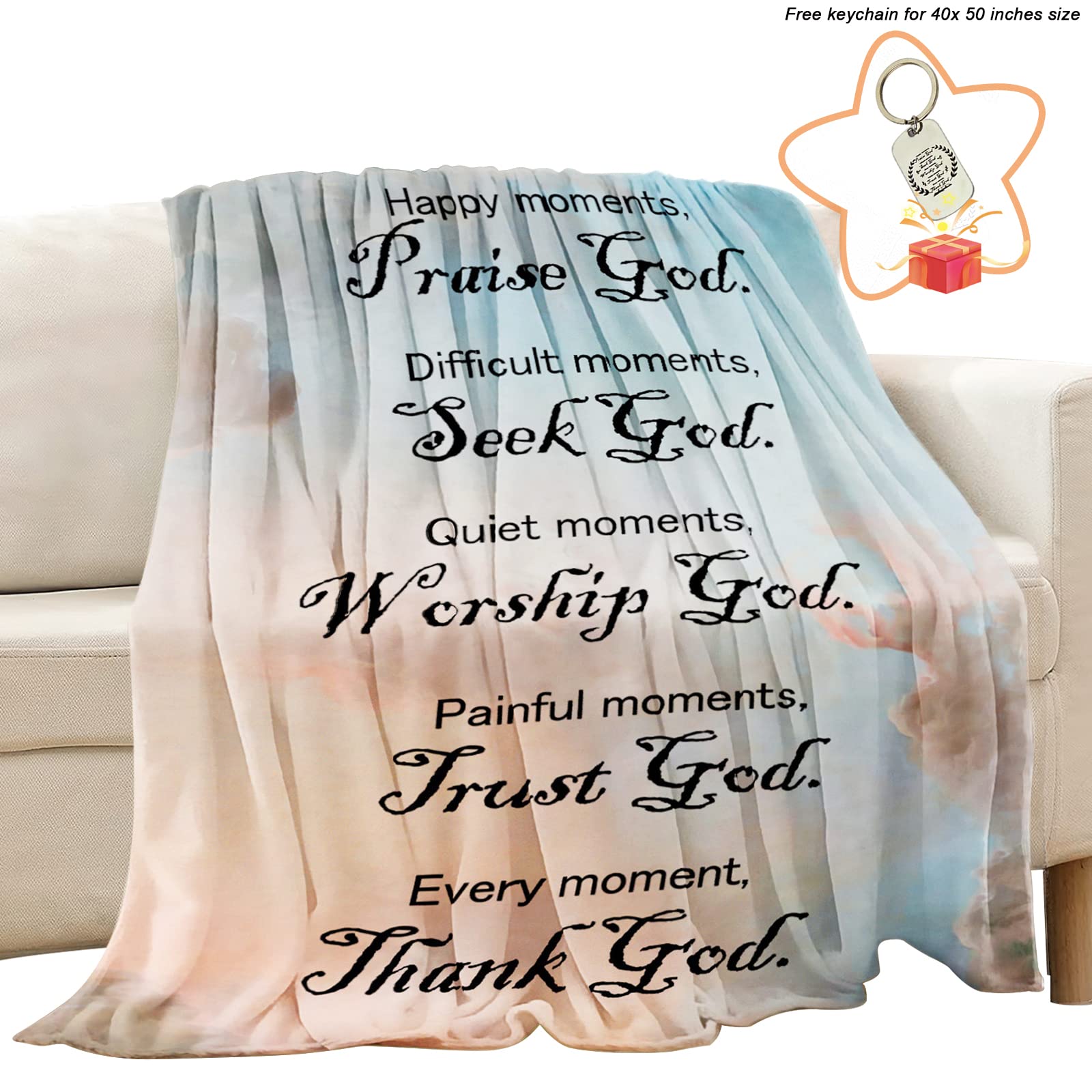 Christian Gifts for Women - Religious Catholic Bible Verse Blanket with Inspirational Scriptures, Soft 40