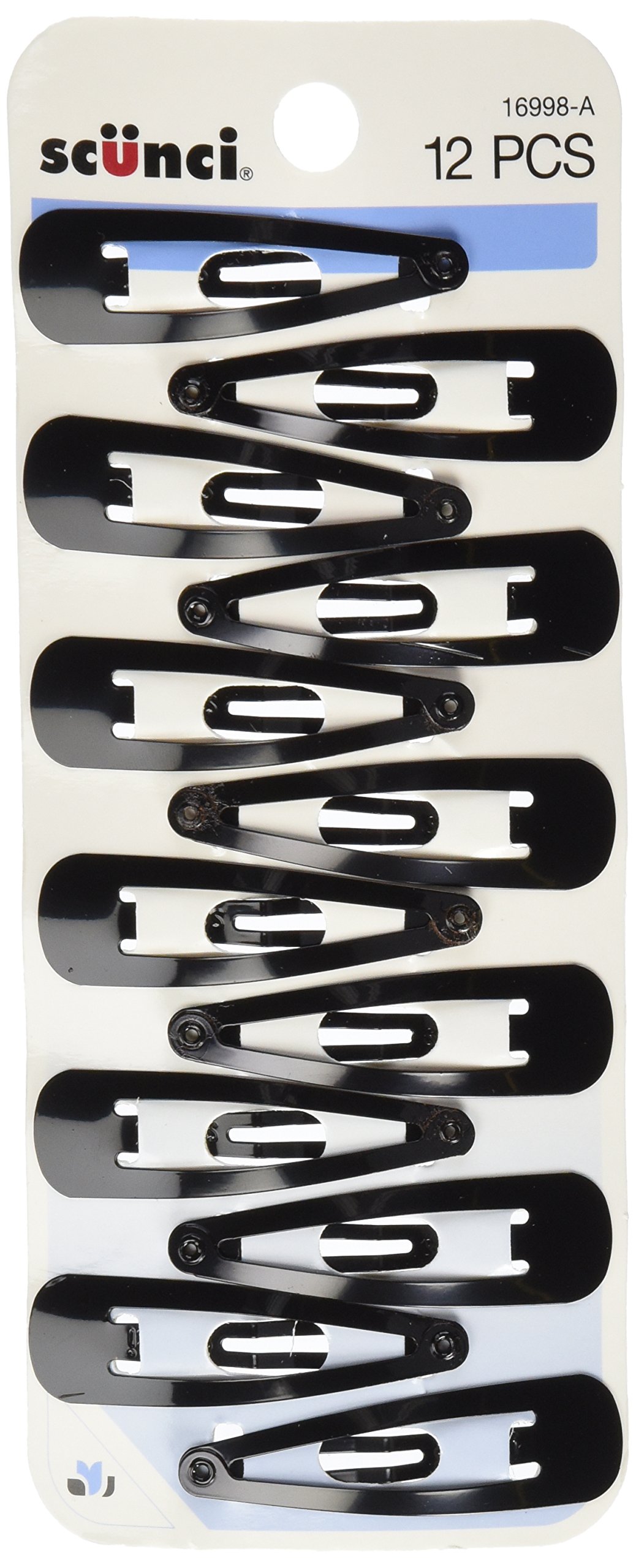 Scunci Contour Snap Hair Clips - 12 Pack Black Hair Clips for Women & Girls - Perfect for School, Work, Gym & Everyday Hairstyles