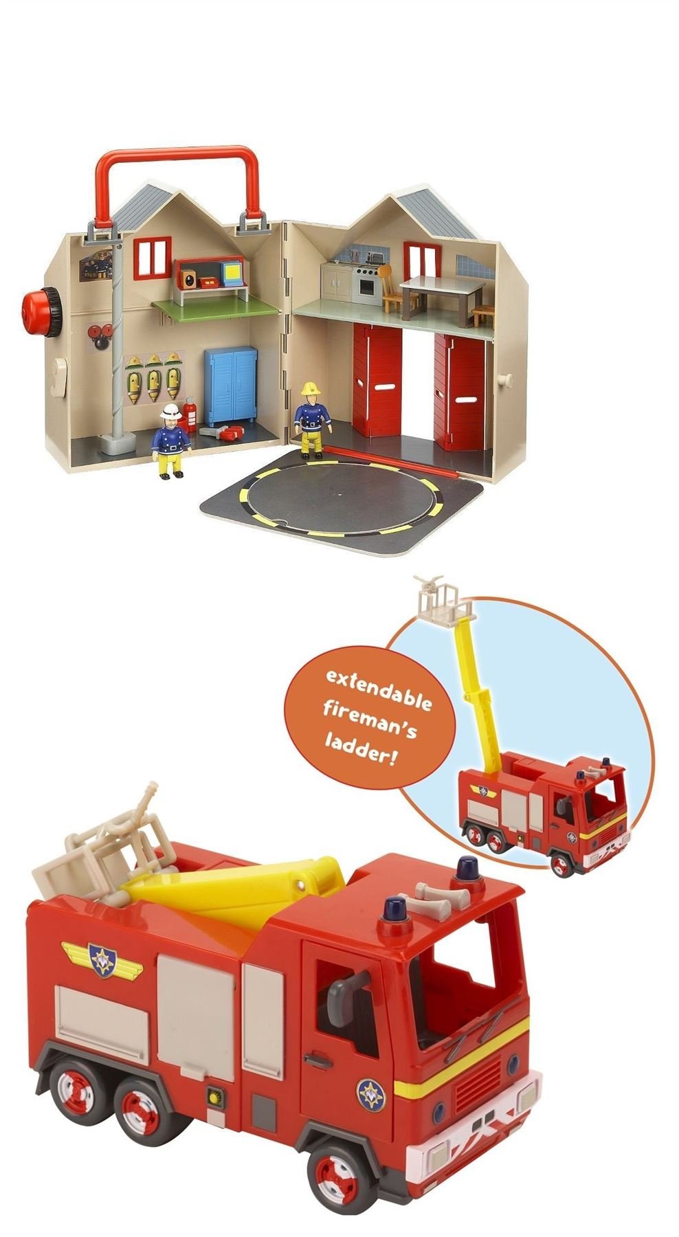 Fireman Sam Deluxe Fire Station Playset & Push Along Jupiter Vehicle - 2-Piece Bundle for Kids | Pretend Play, Role-Playing & Early Learning | Dispatched From UK